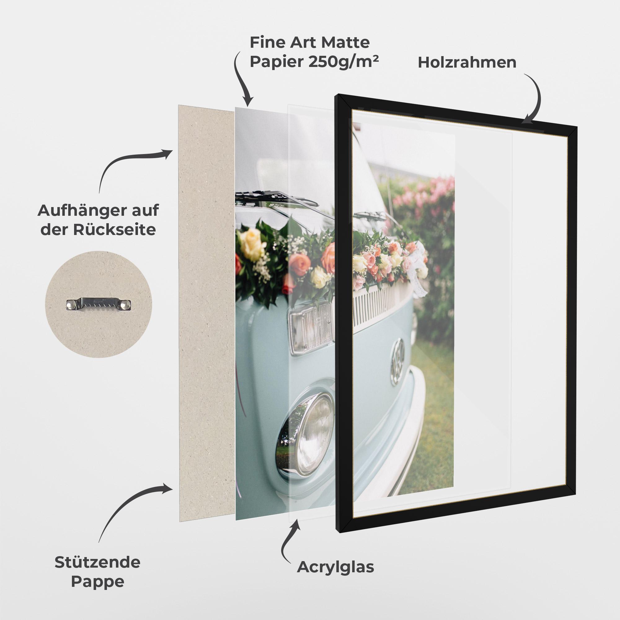 Gerahmte Poster Vintage Rose Van mockup 1