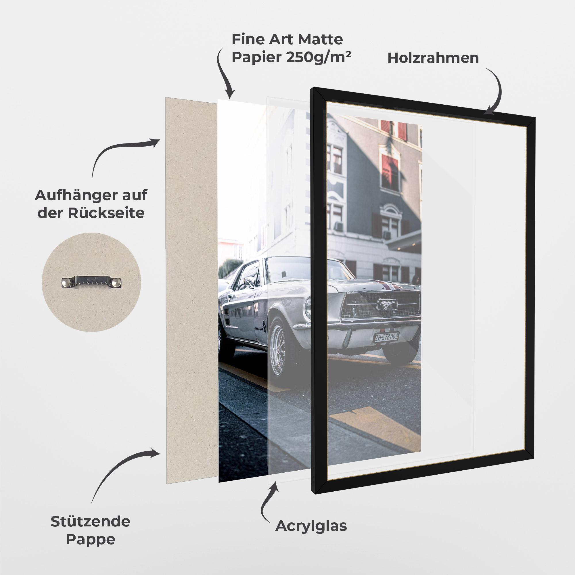 Gerahmte Poster Vintage White Car mockup 1