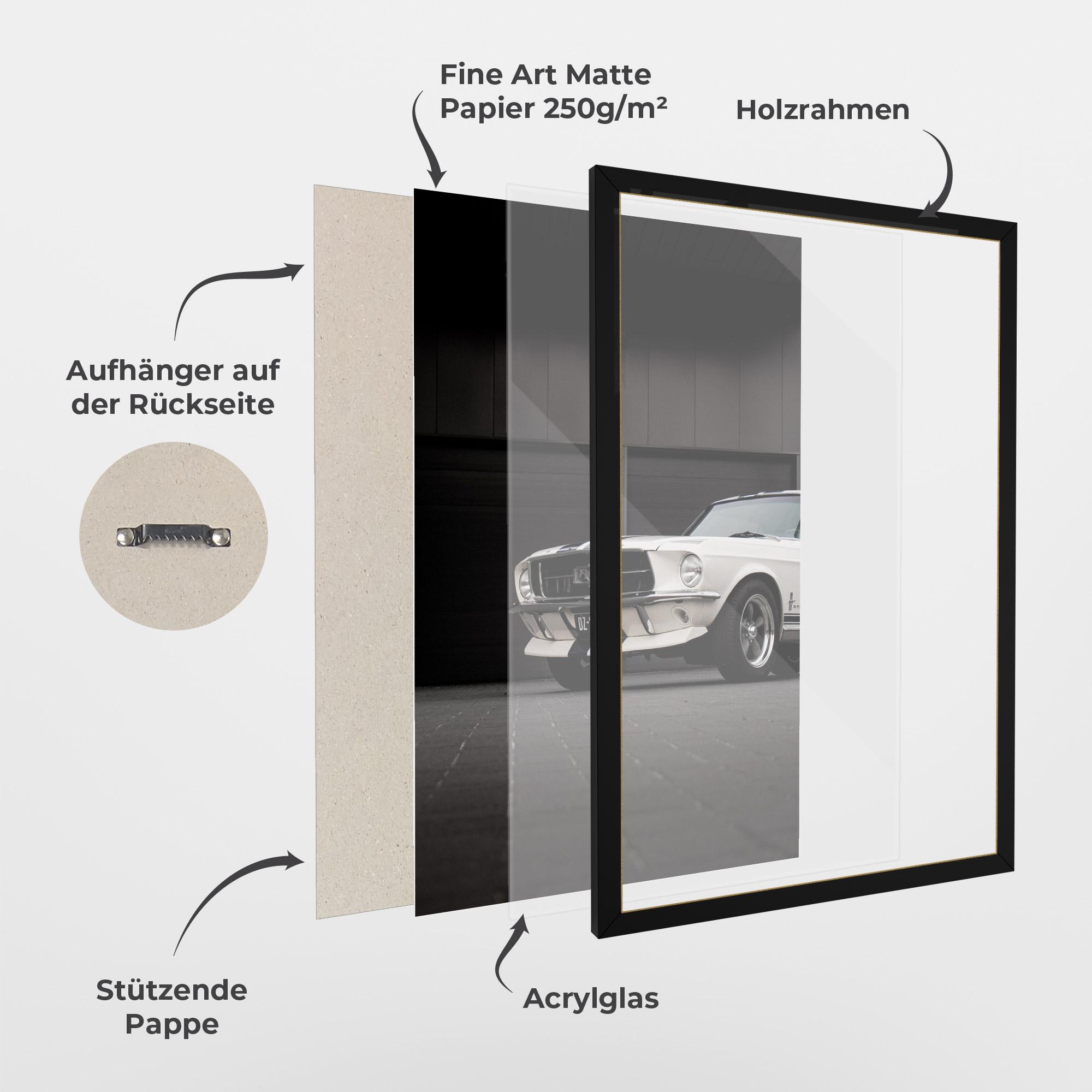 Gerahmte Poster White Vintage Car mockup 1