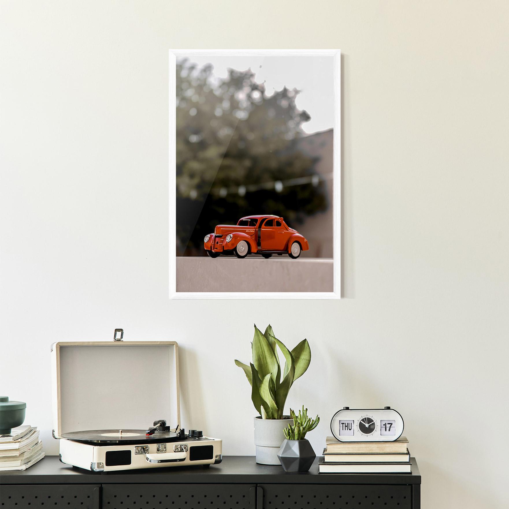 Gerahmte Poster Orange Toy Car mockup 2