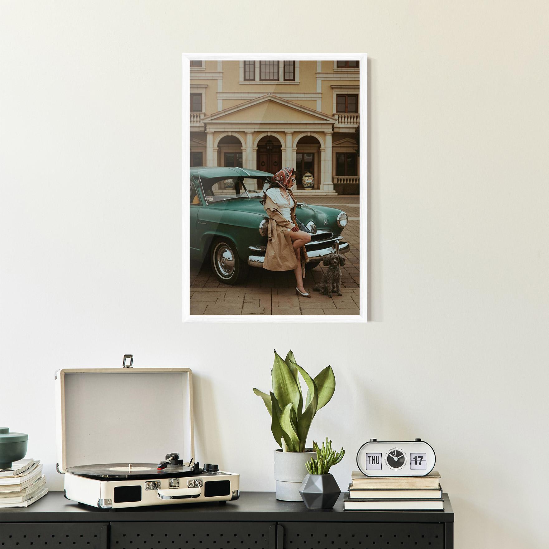 Gerahmte Poster Vintage Lady Car mockup 2