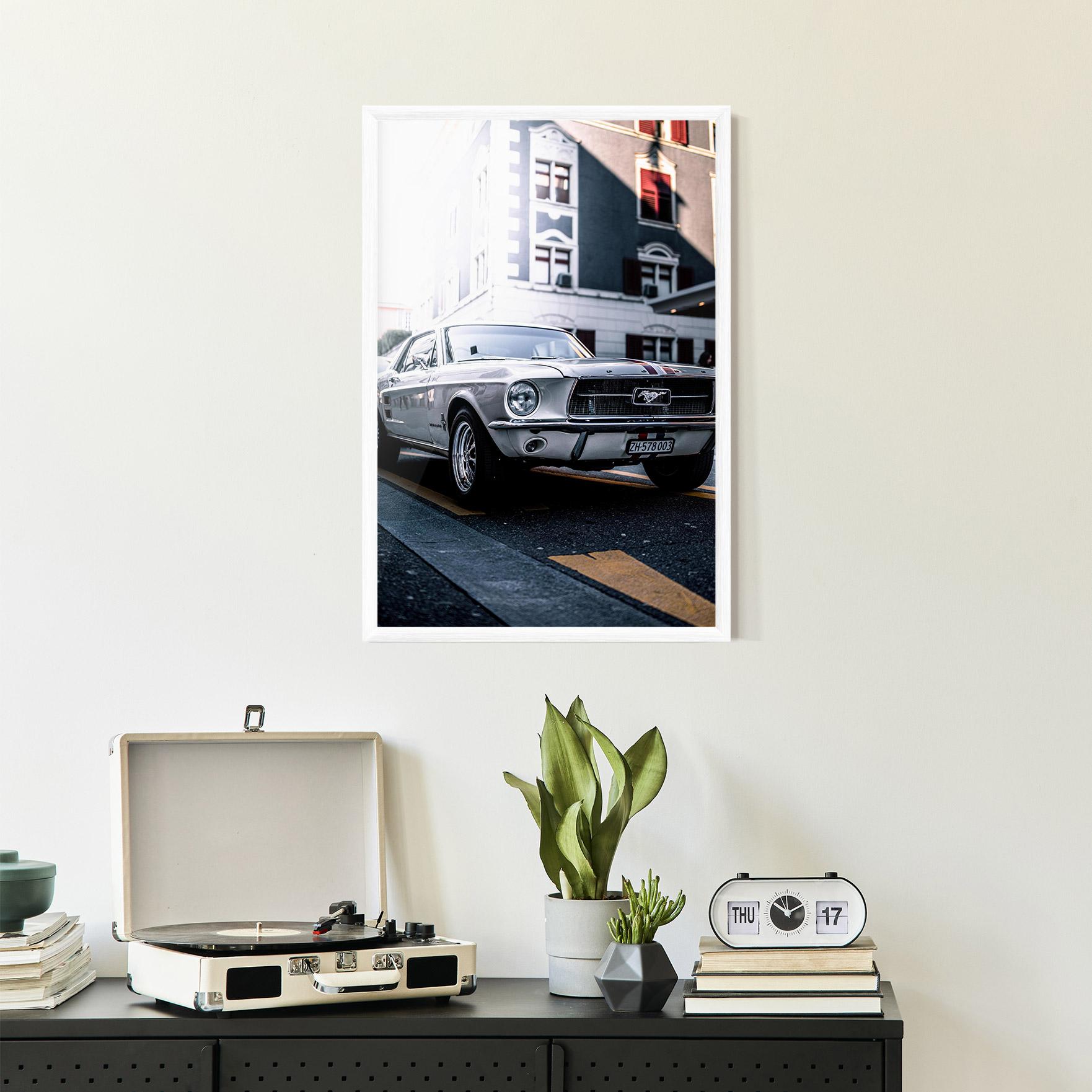 Gerahmte Poster Vintage White Car mockup 2