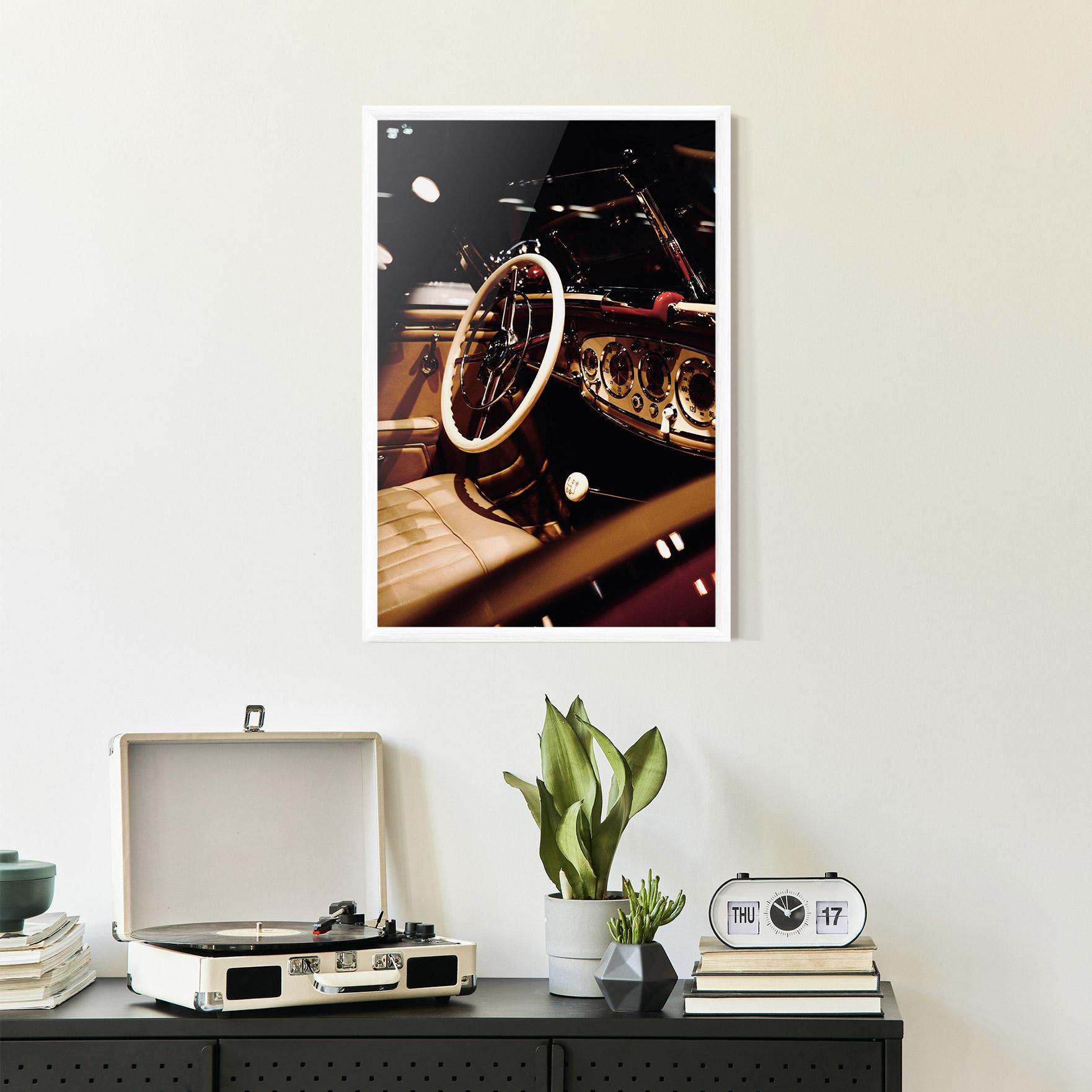 Gerahmte Poster White Steering Wheel mockup 2