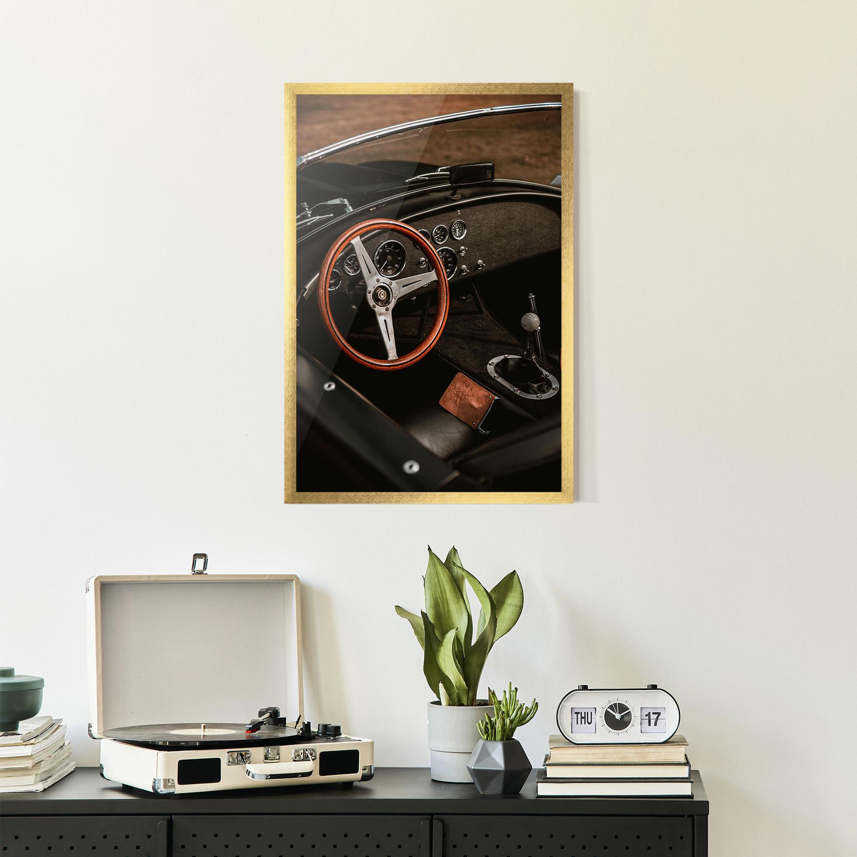 Gerahmte Poster Orange Steering Wheel mockup 2