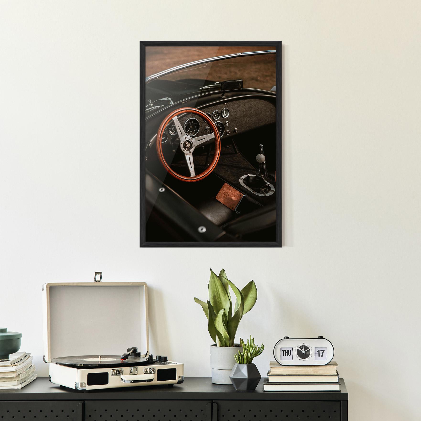 Gerahmte Poster Orange Steering Wheel mockup 2