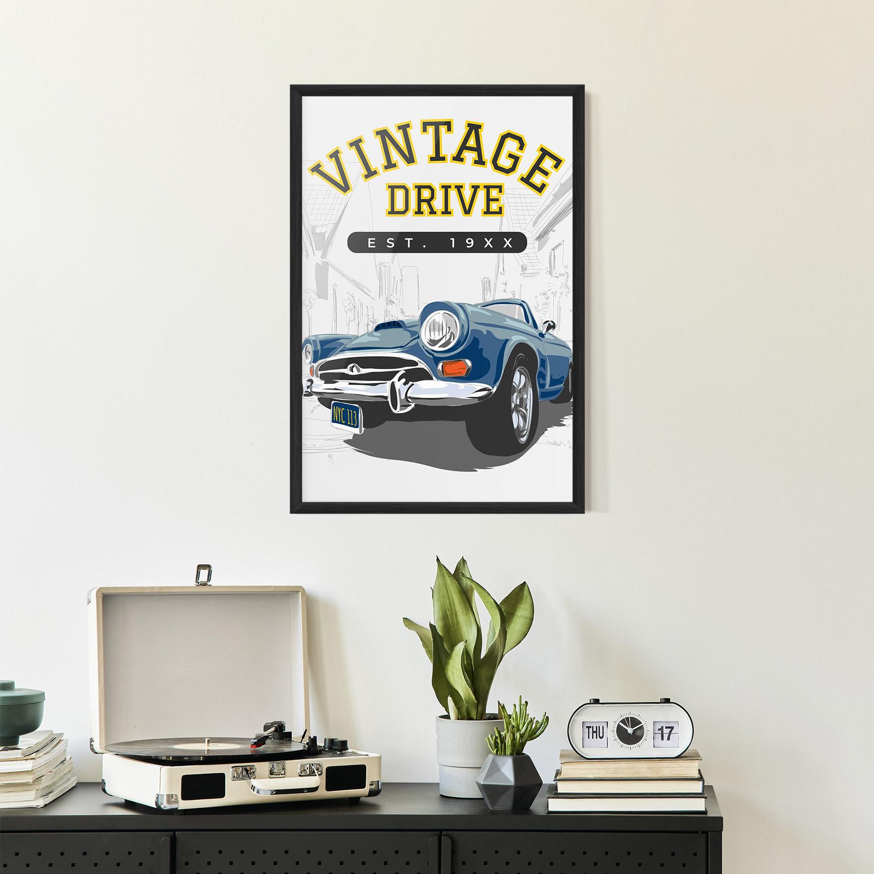 Gerahmte Poster Vintage Drive mockup 2