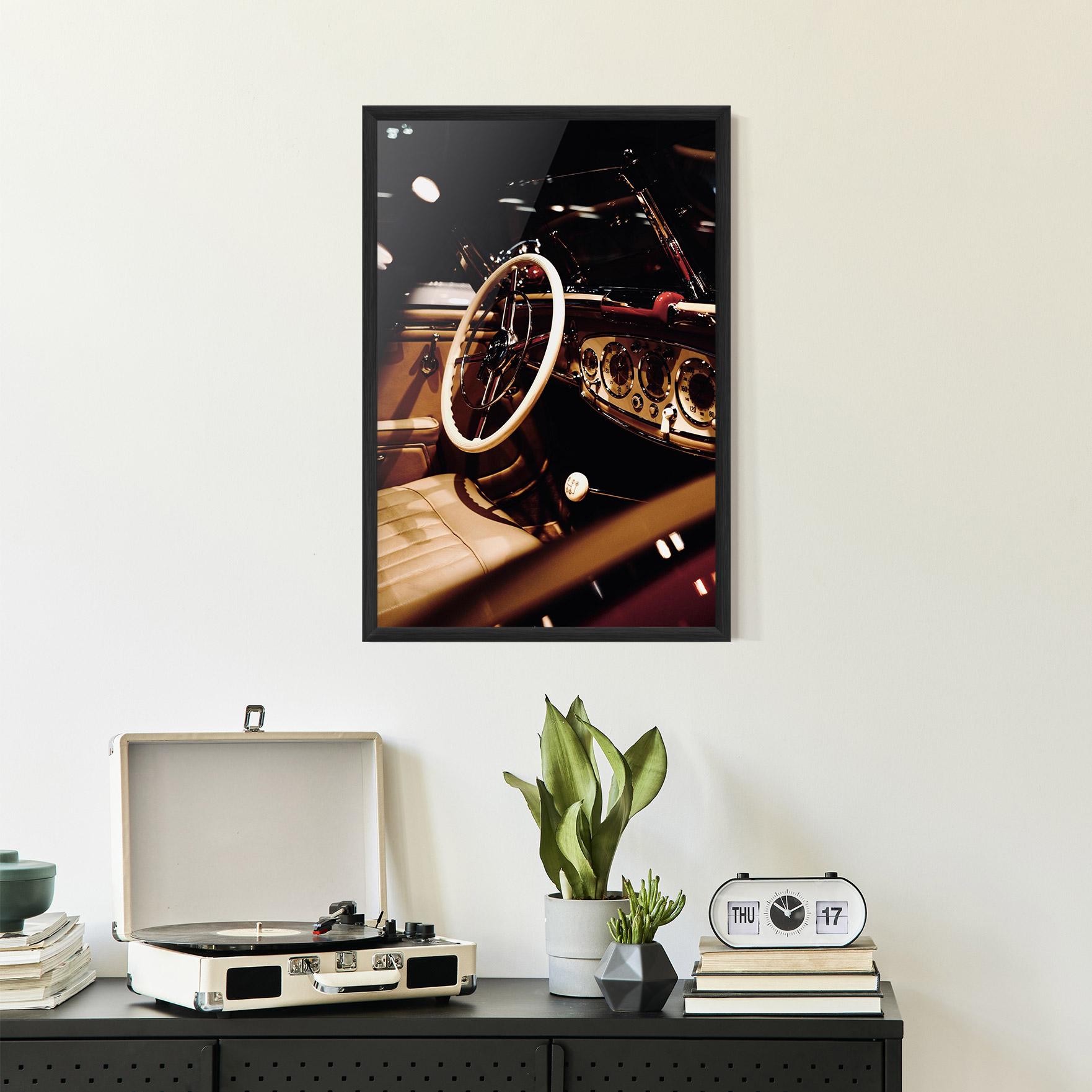 Gerahmte Poster White Steering Wheel mockup 2