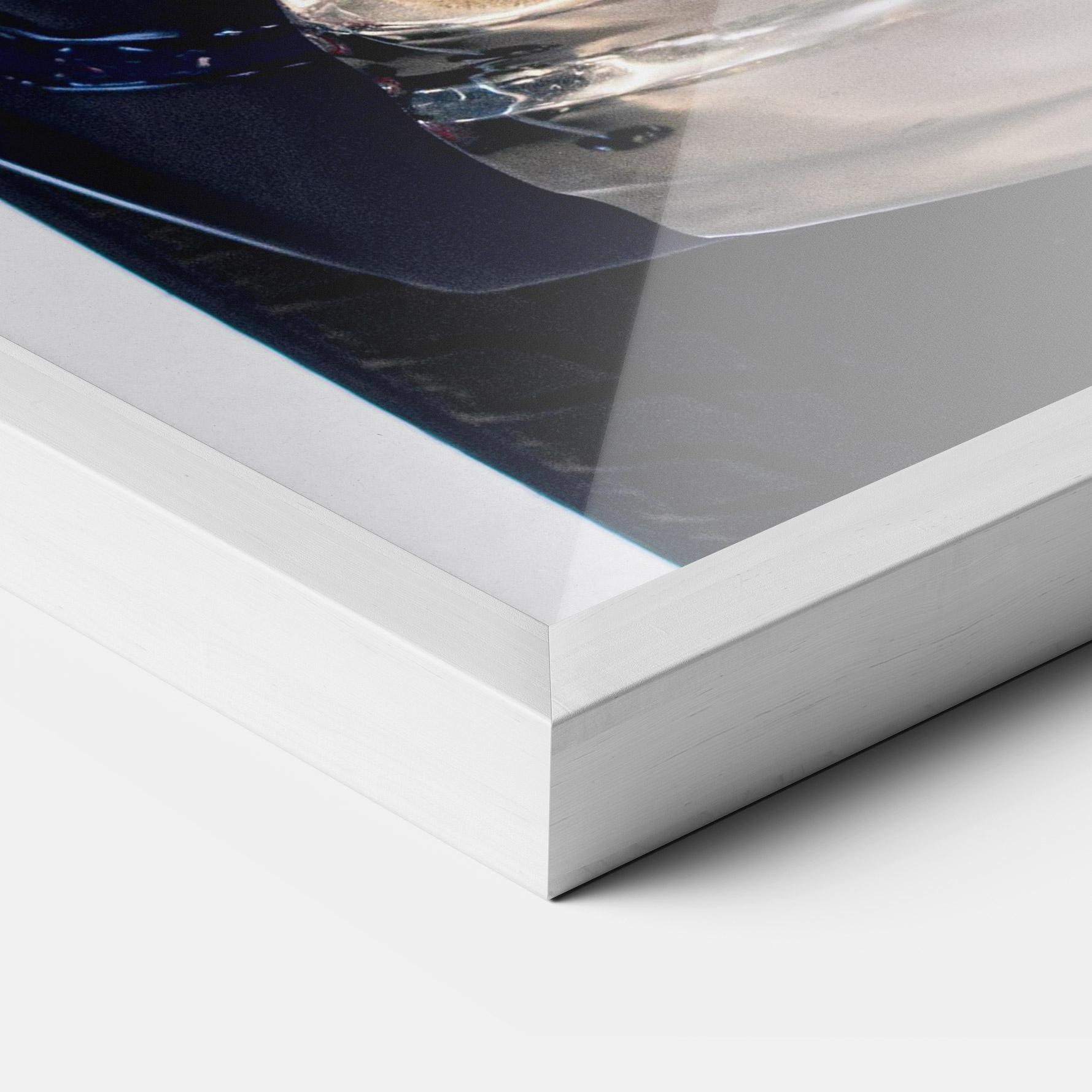 Gerahmte Poster Blue White Car mockup 3