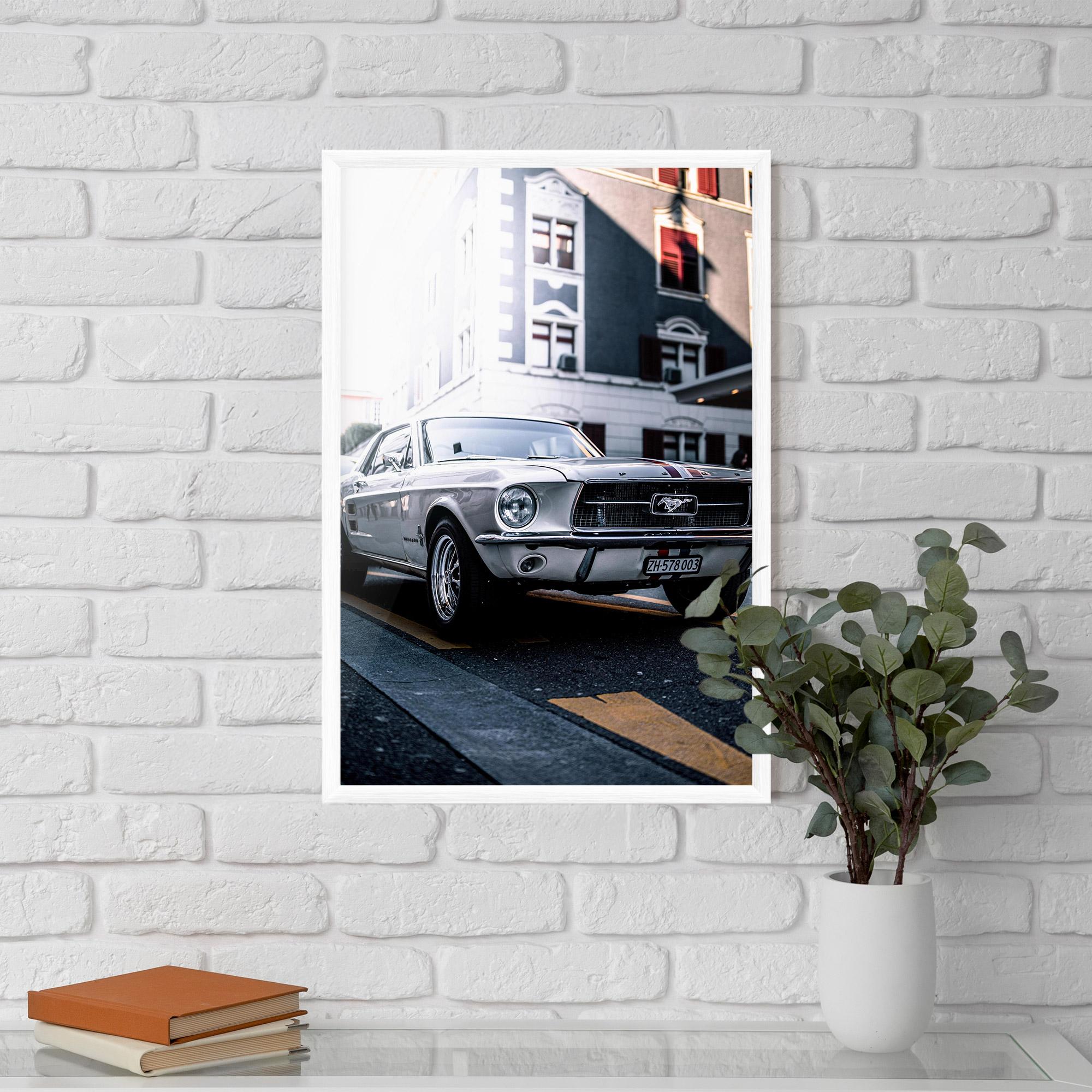 Gerahmte Poster Vintage White Car mockup 5