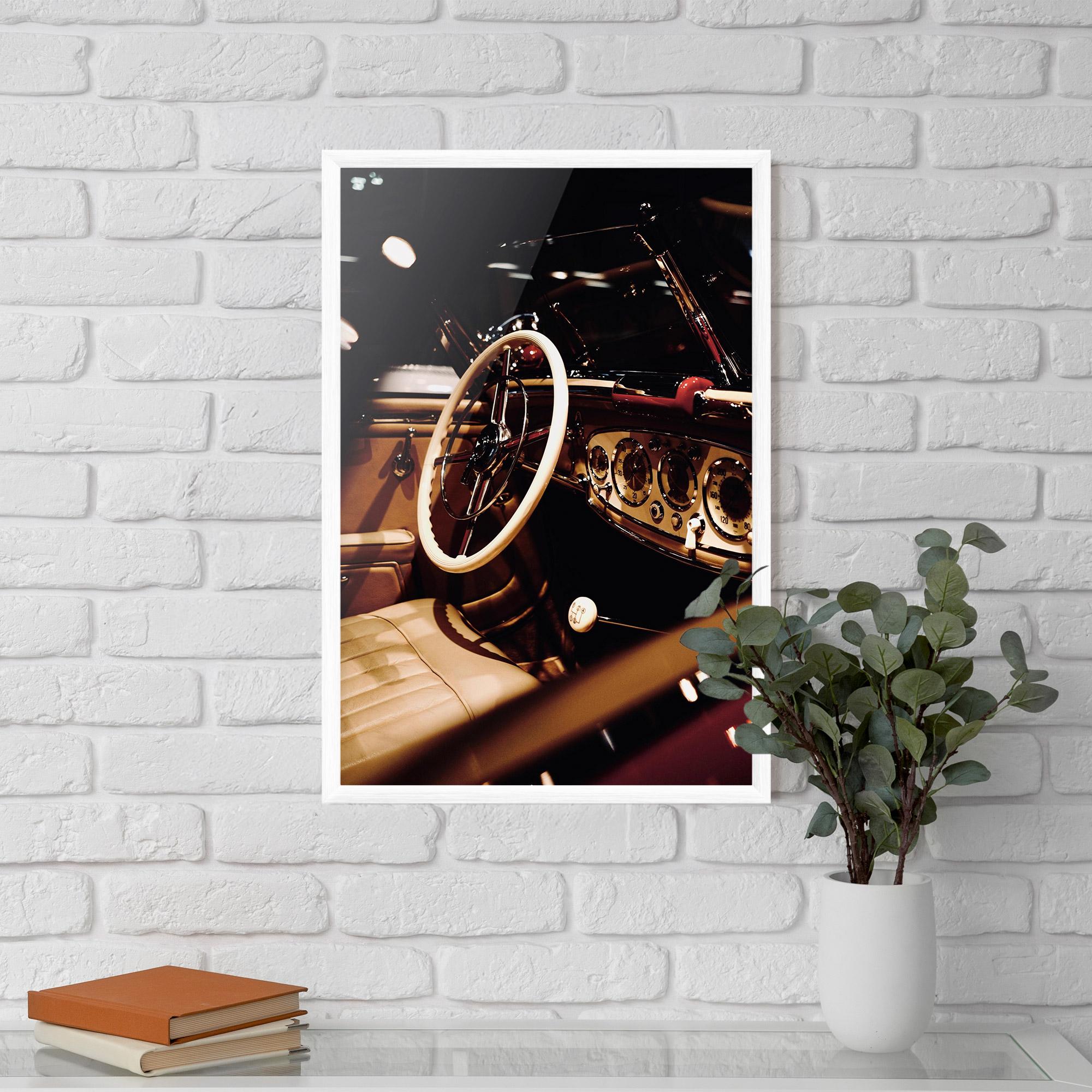 Gerahmte Poster White Steering Wheel mockup 5