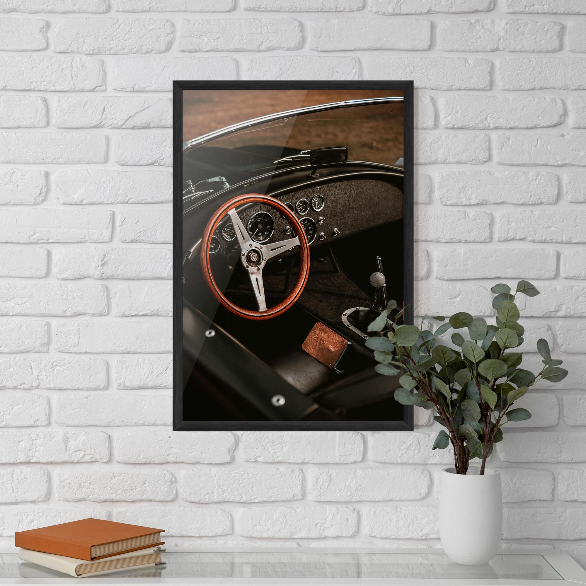 Gerahmte Poster Orange Steering Wheel mockup 5