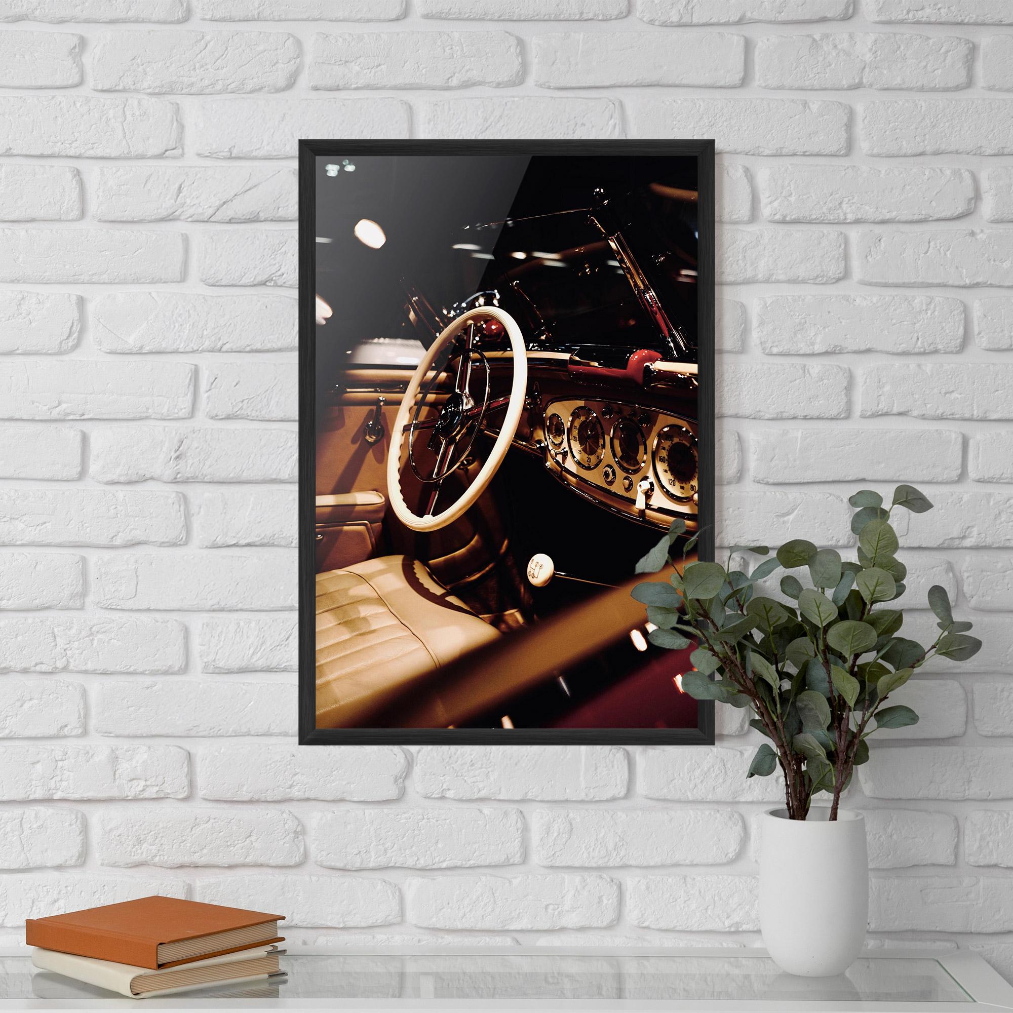 Gerahmte Poster White Steering Wheel mockup 5