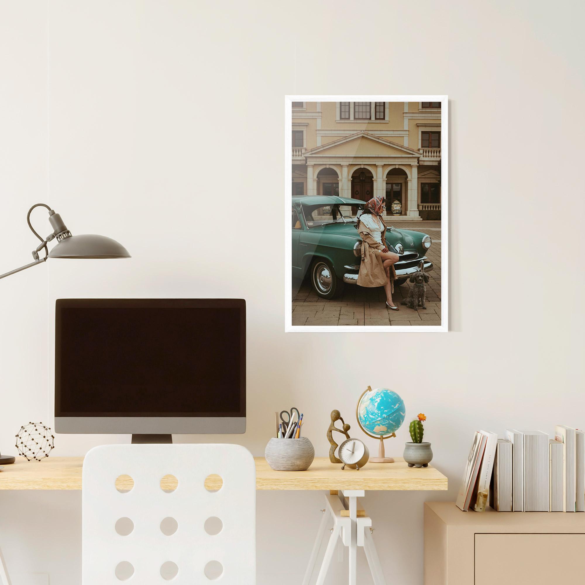 Gerahmte Poster Vintage Lady Car mockup 6