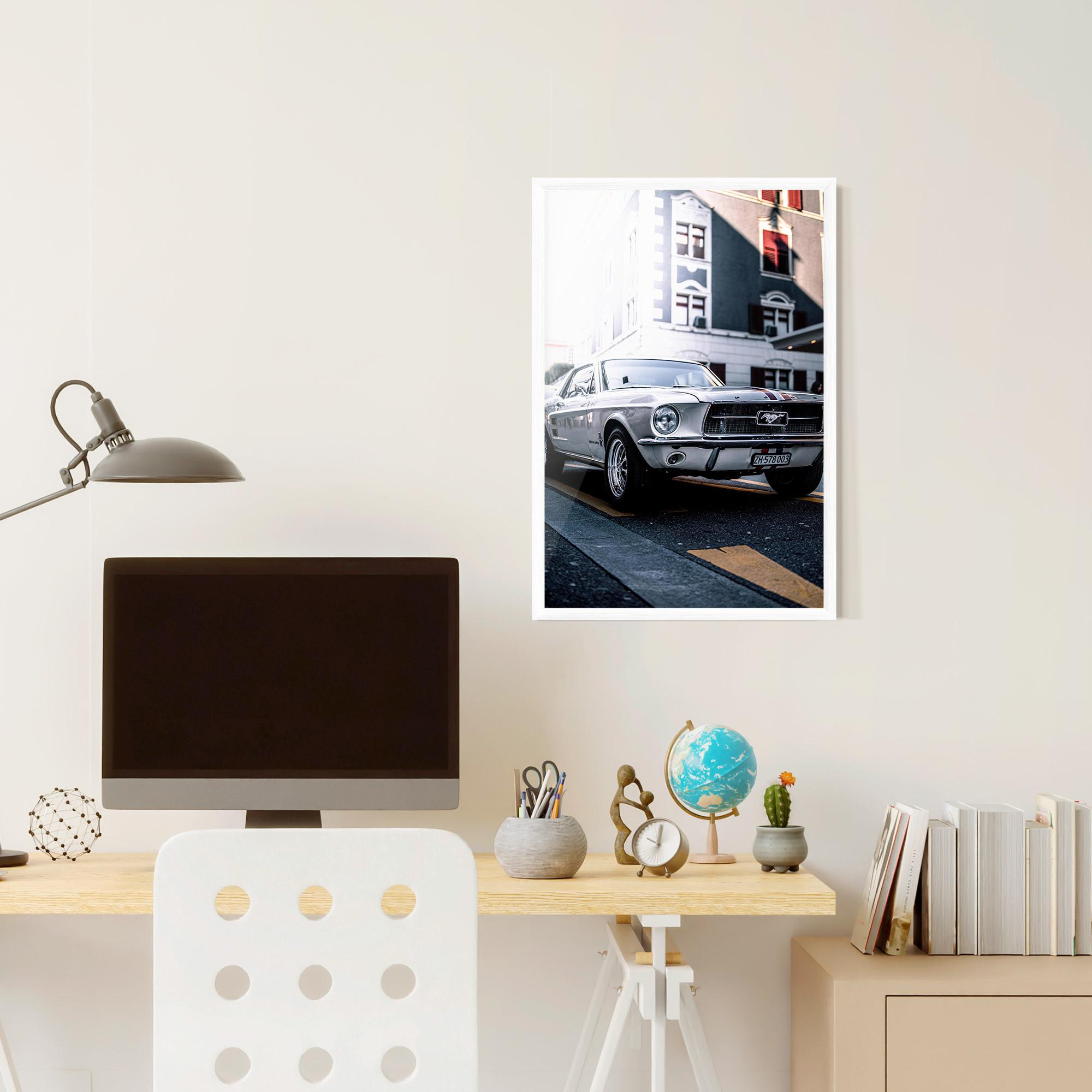 Gerahmte Poster Vintage White Car mockup 6