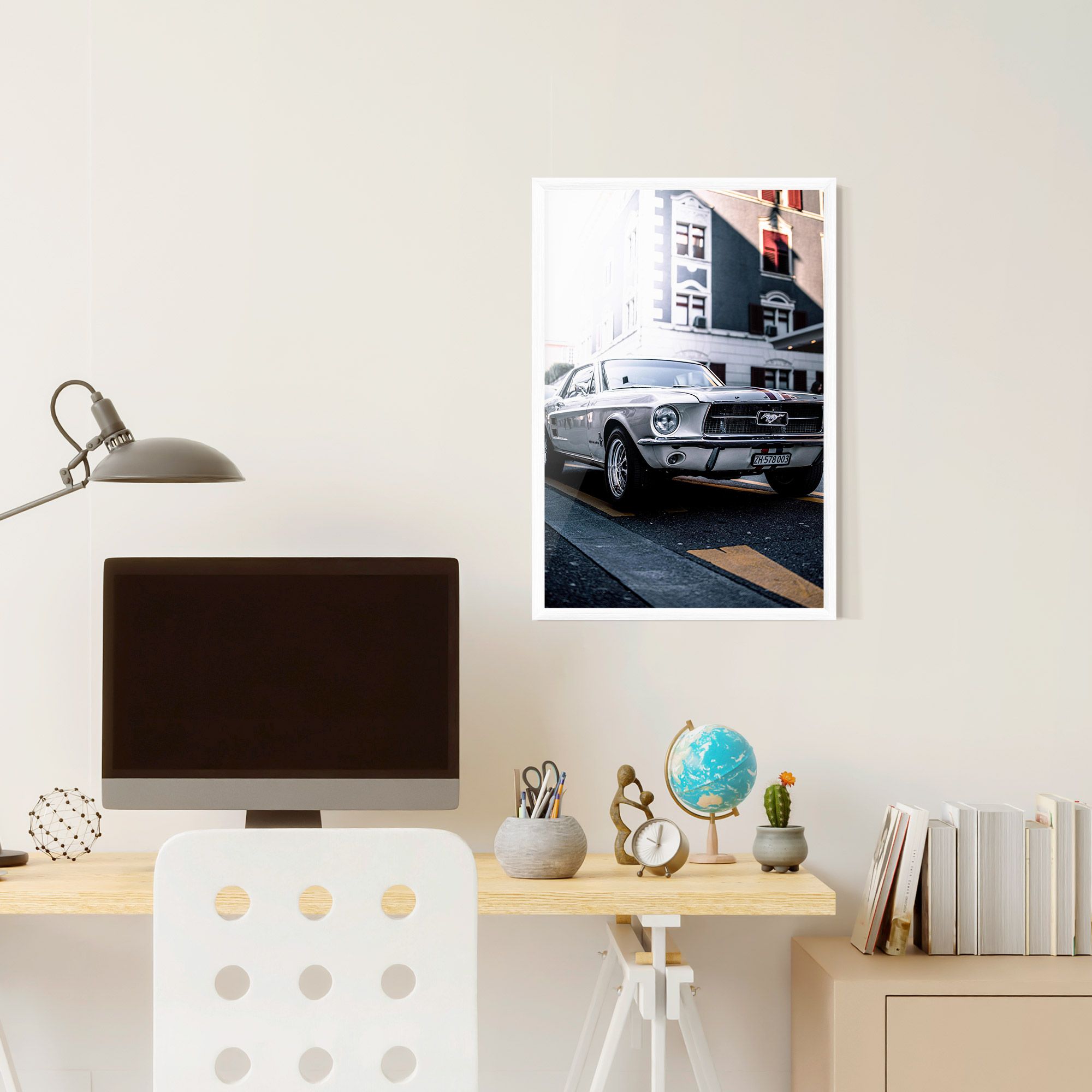 Vintage White Car mockup 6