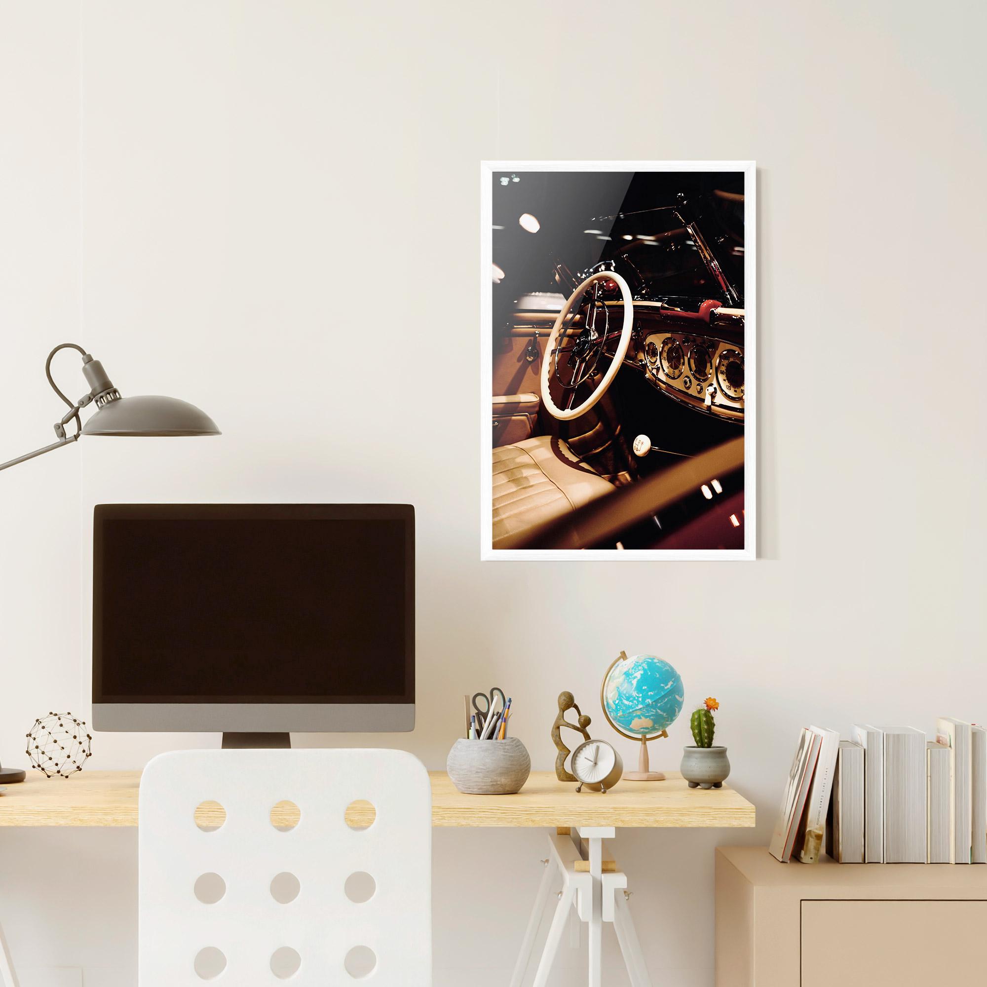 Gerahmte Poster White Steering Wheel mockup 6