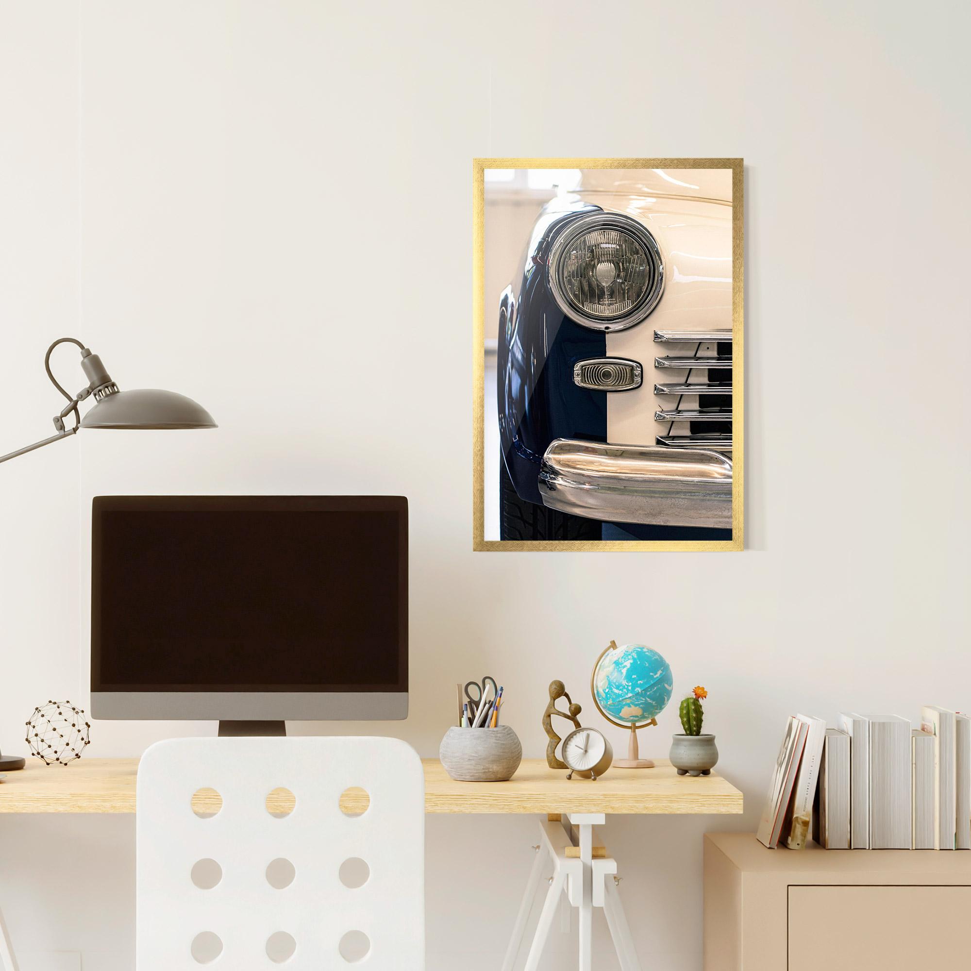 Gerahmte Poster Blue White Car mockup 6