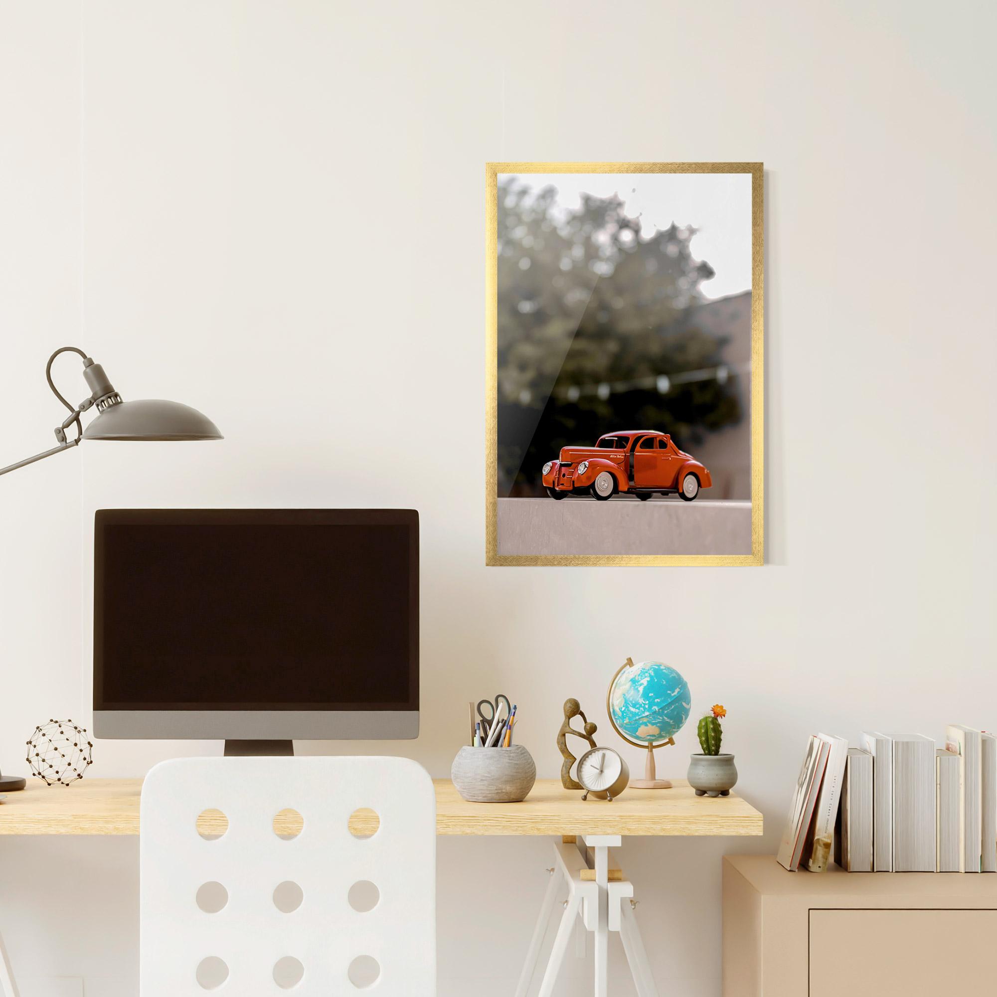 Gerahmte Poster Orange Toy Car mockup 6