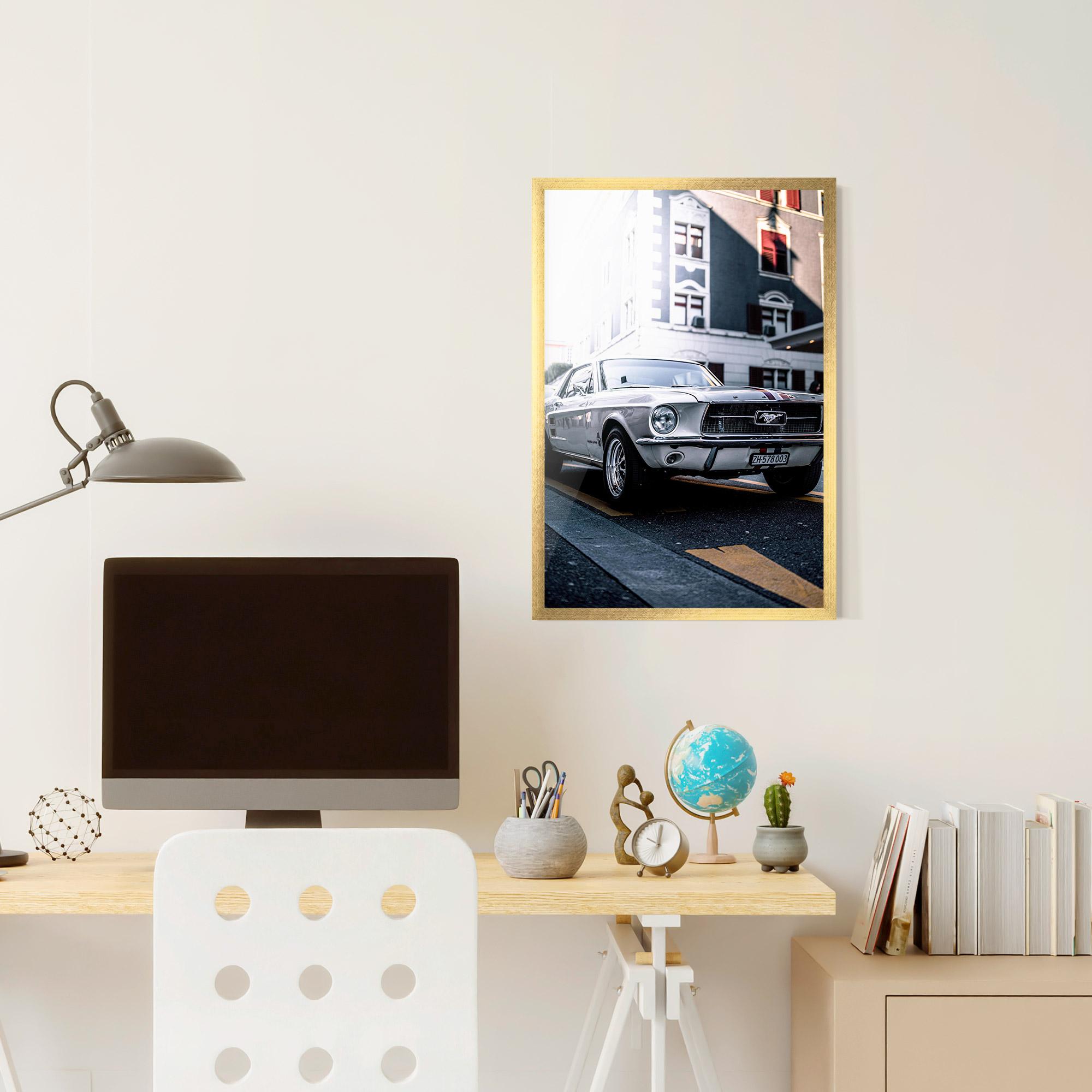 Gerahmte Poster Vintage White Car mockup 6