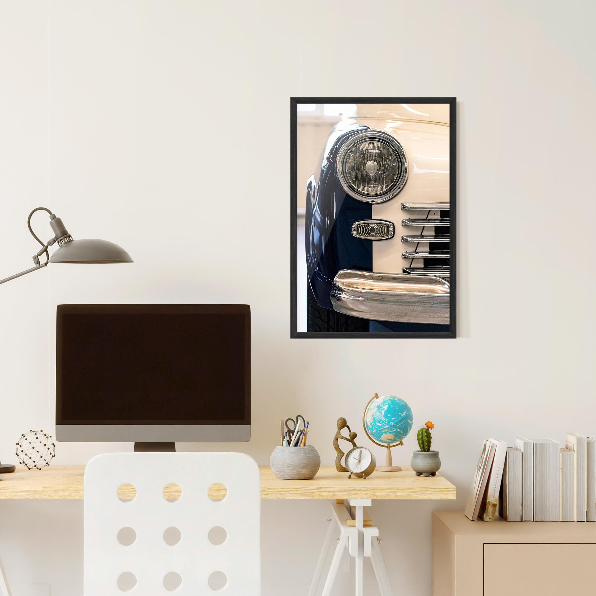 Gerahmte Poster Blue White Car mockup 6