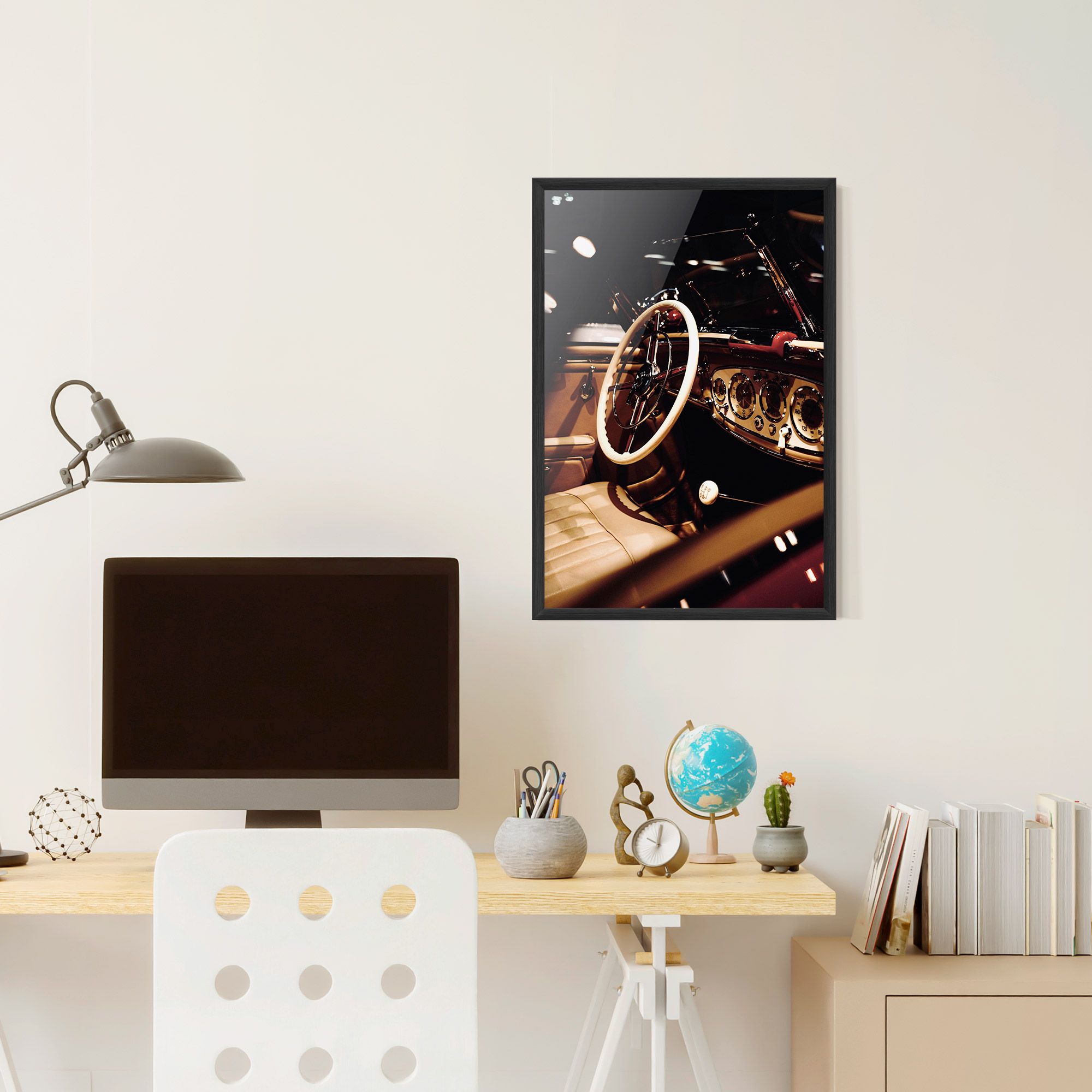 White Steering Wheel mockup 6