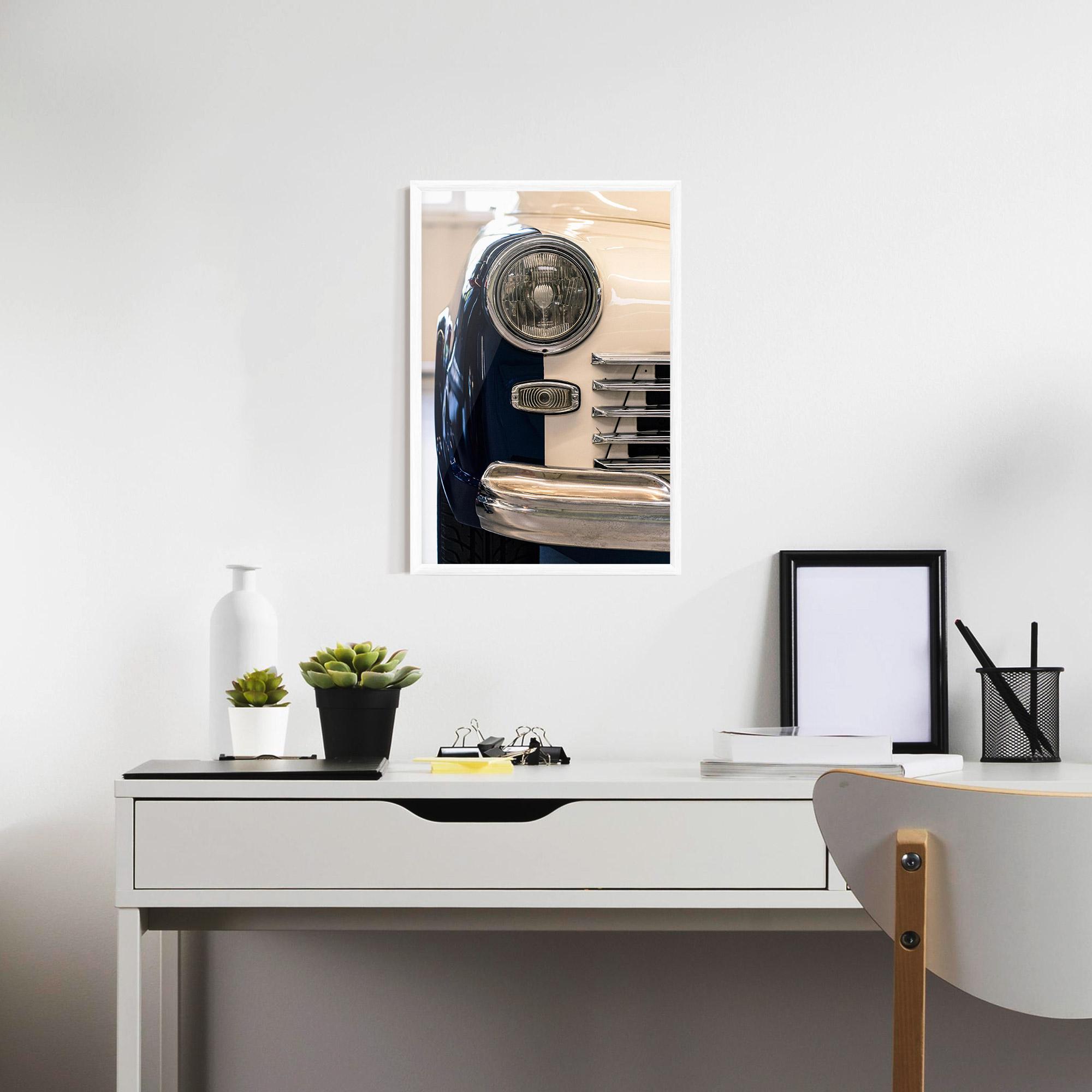 Gerahmte Poster Blue White Car mockup 7