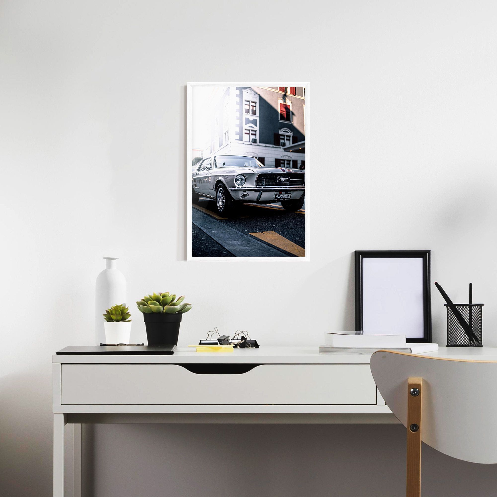 Vintage White Car mockup 7