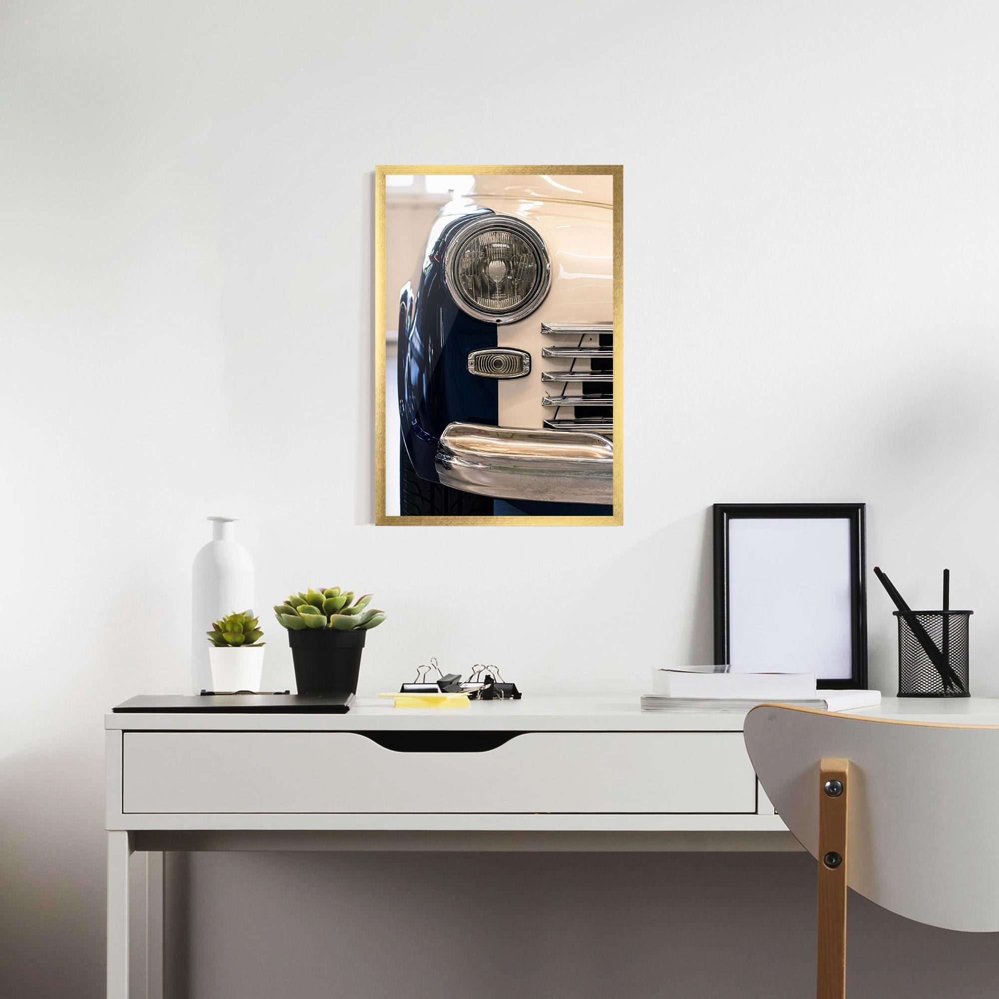 Gerahmte Poster Blue White Car mockup 7