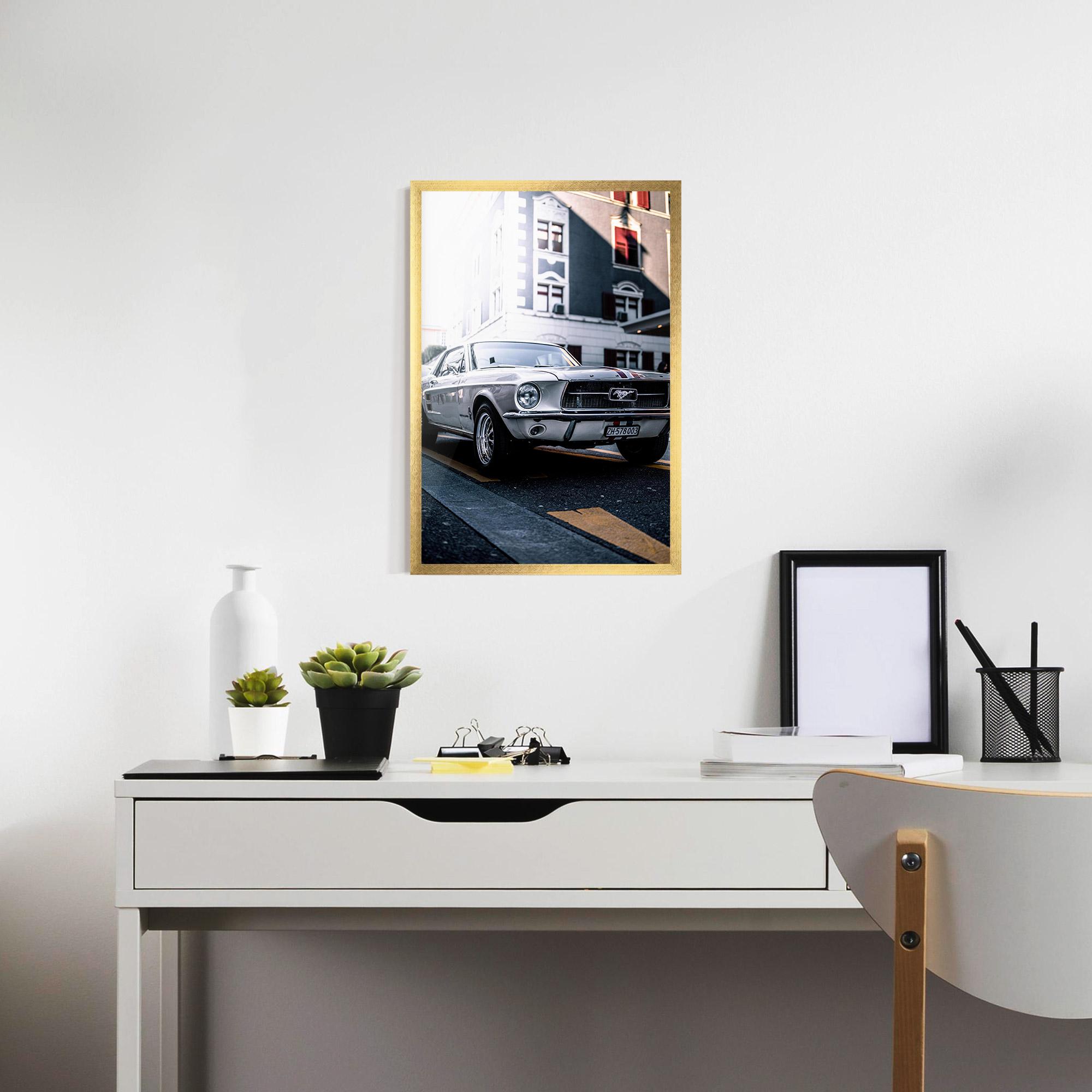 Gerahmte Poster Vintage White Car mockup 7