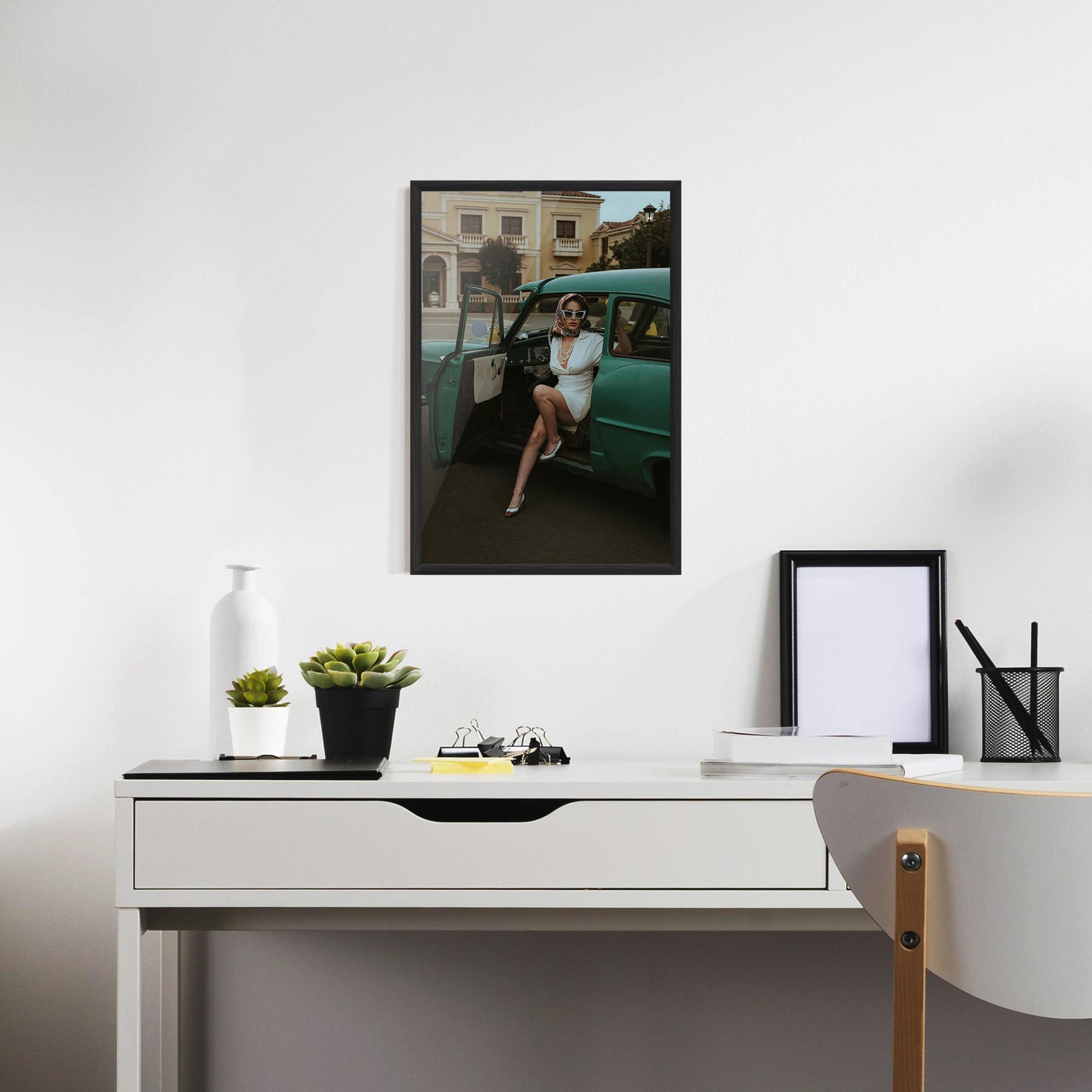 Gerahmte Poster Lady Vintage Cat mockup 7