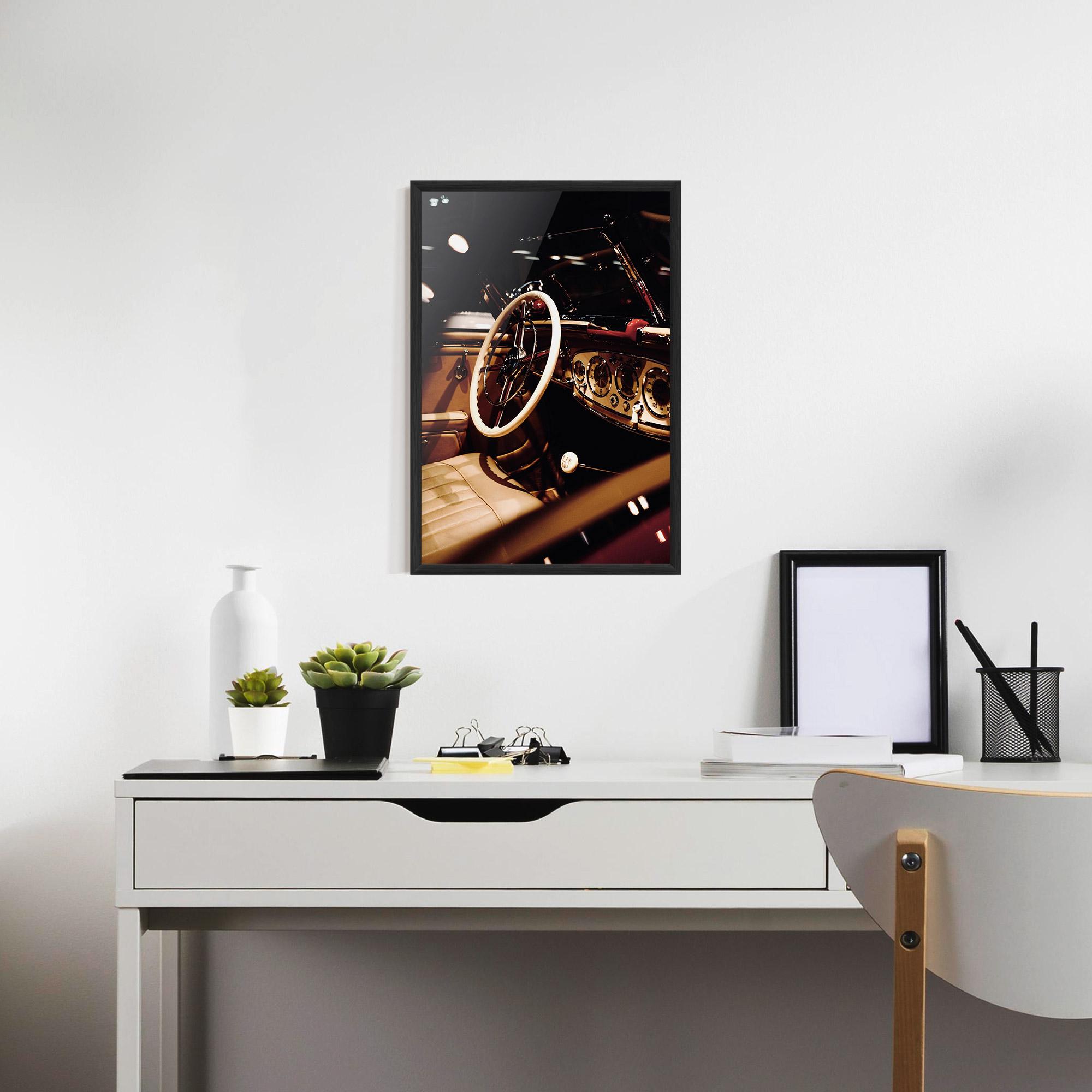 Gerahmte Poster White Steering Wheel mockup 7