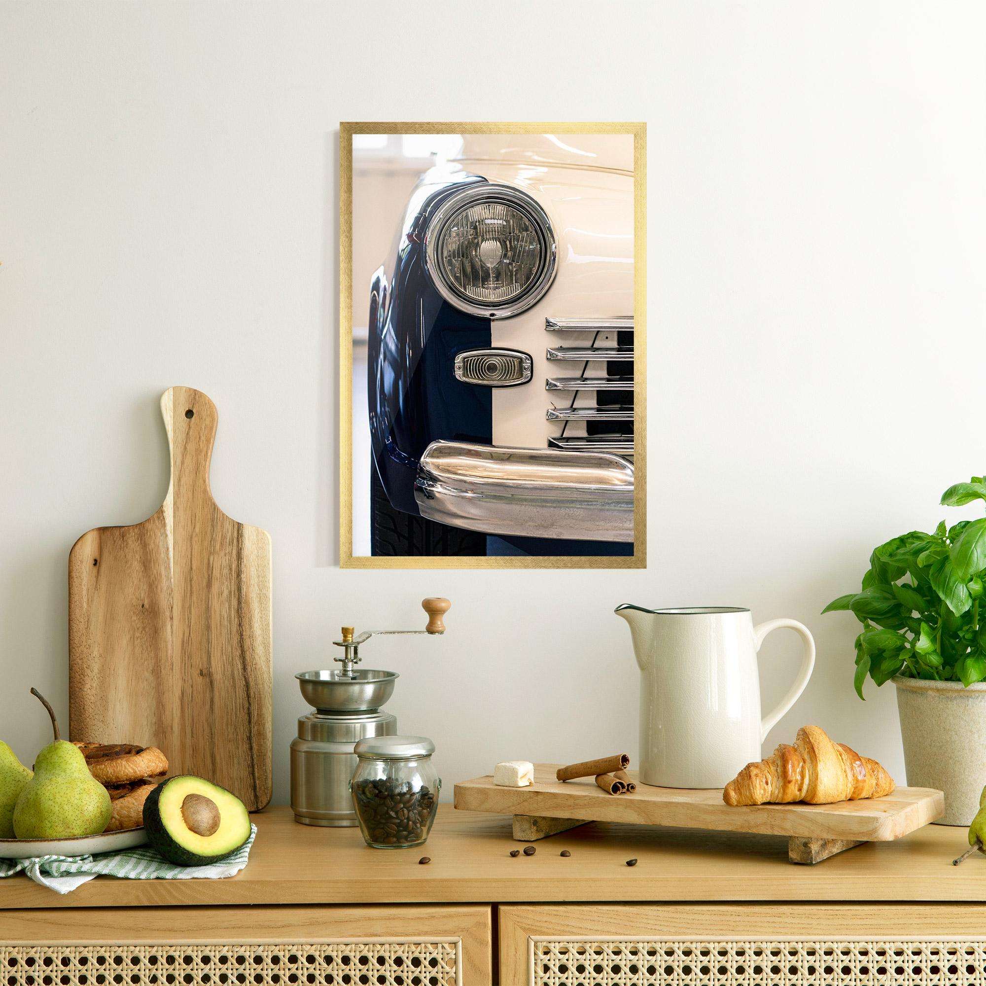 Gerahmte Poster Blue White Car mockup 8