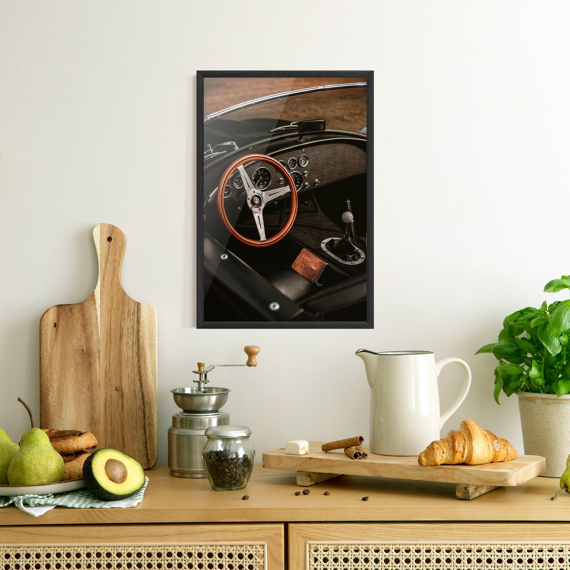 Gerahmte Poster Orange Steering Wheel mockup 8