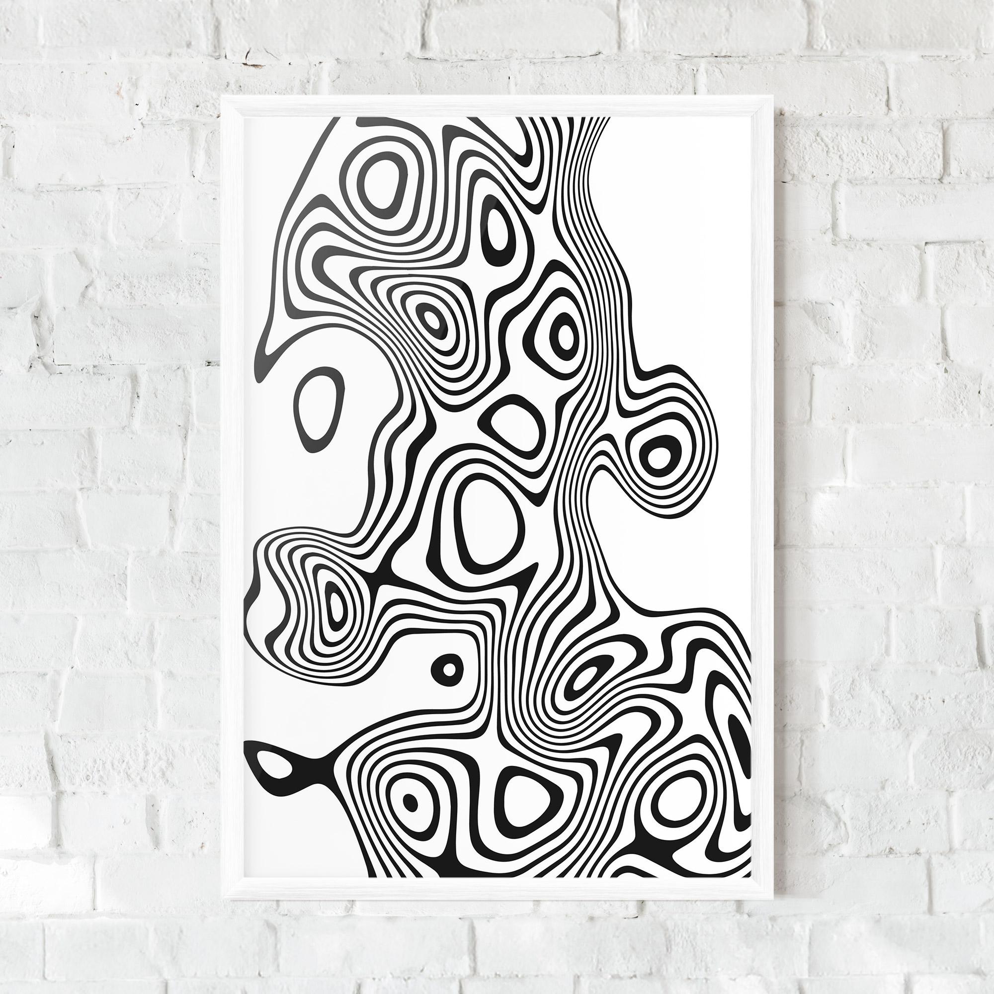 Gerahmte Poster Abstract Line Grey Black mockup 0