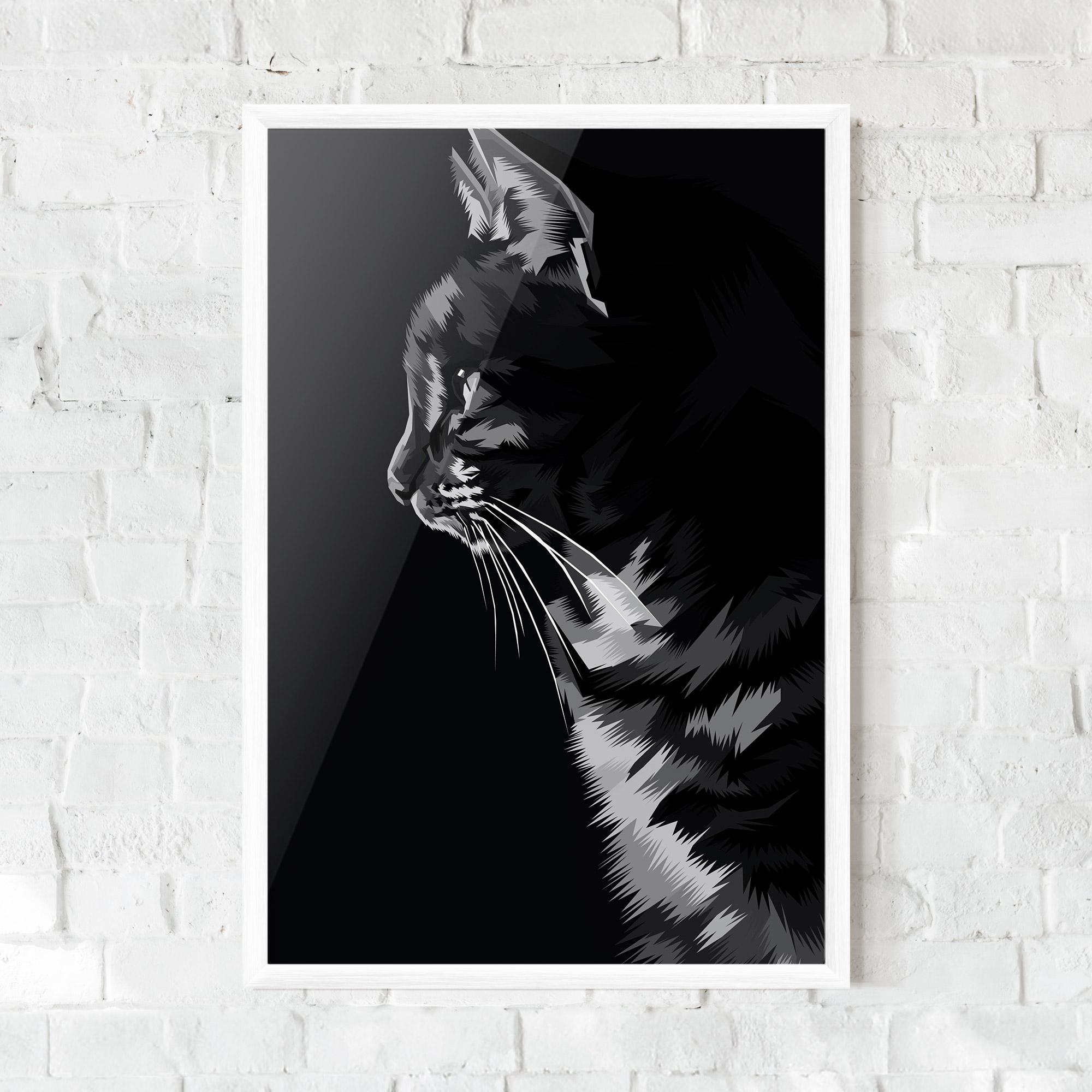 Gerahmte Poster Black Grey Cat mockup 0