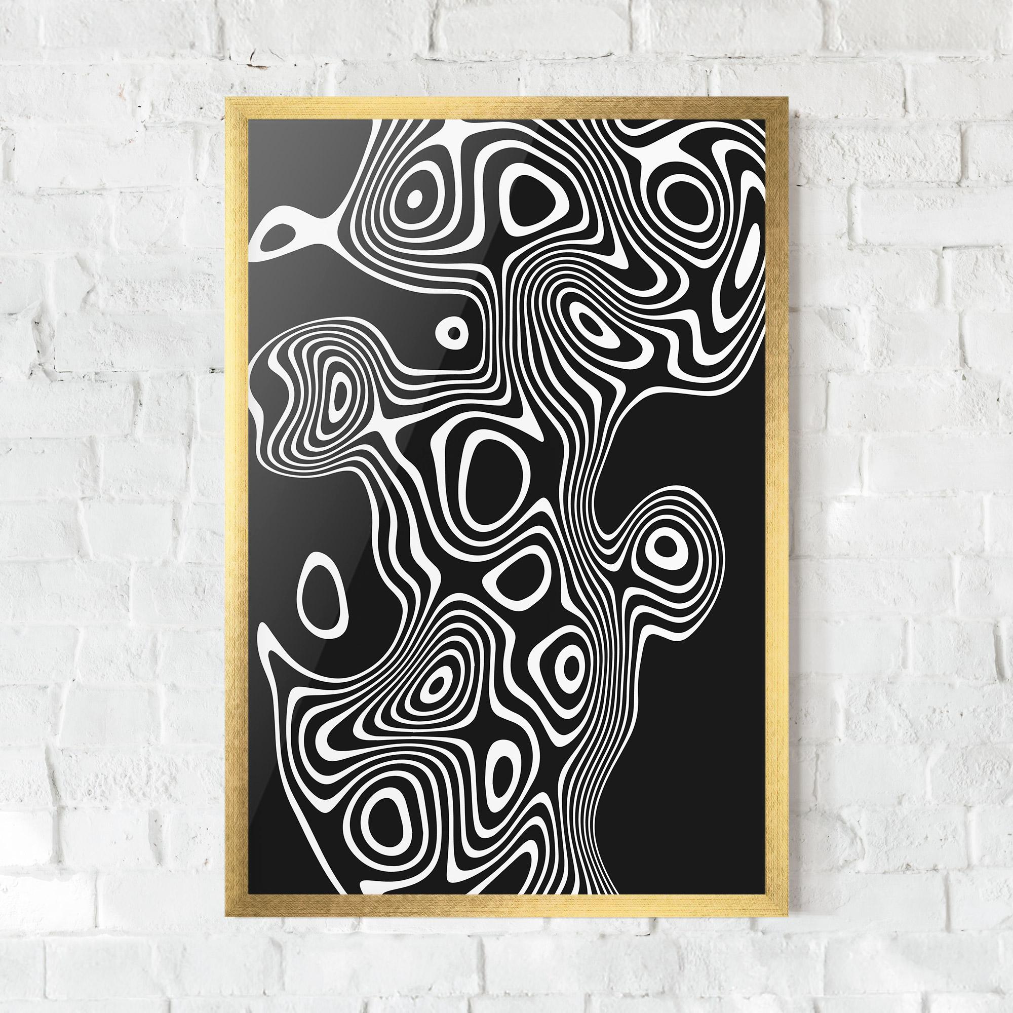 Gerahmte Poster Abstract Grey Black Line mockup 0
