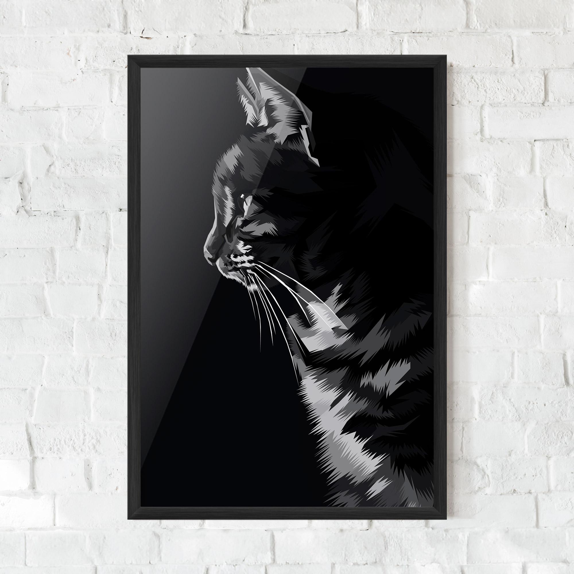 Gerahmte Poster Black Grey Cat mockup 0