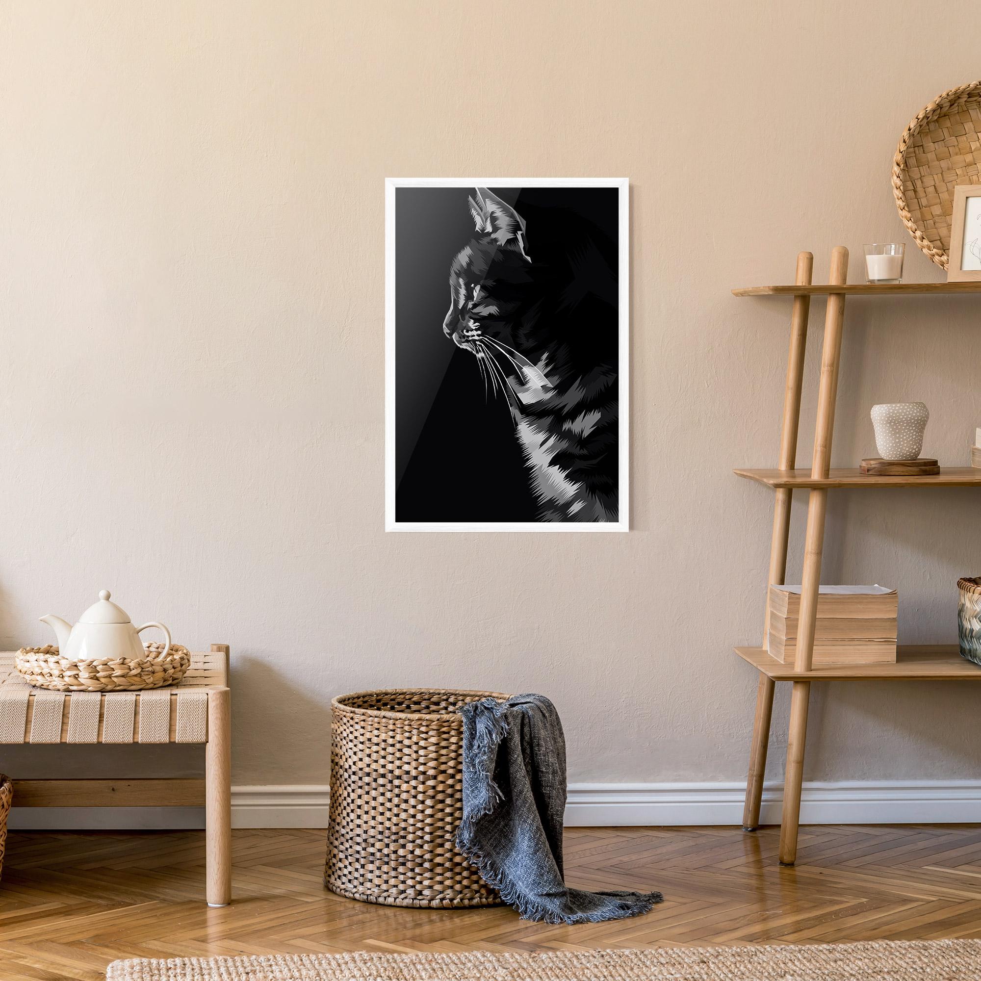 Gerahmte Poster Black Grey Cat mockup 9