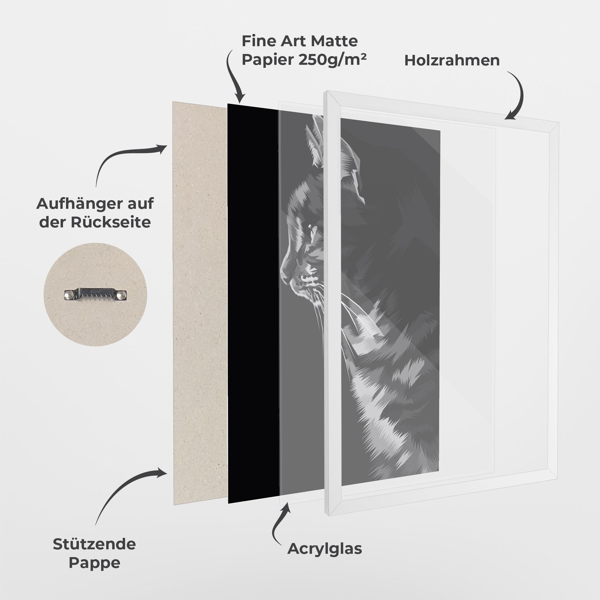 Gerahmte Poster Black Grey Cat mockup 1