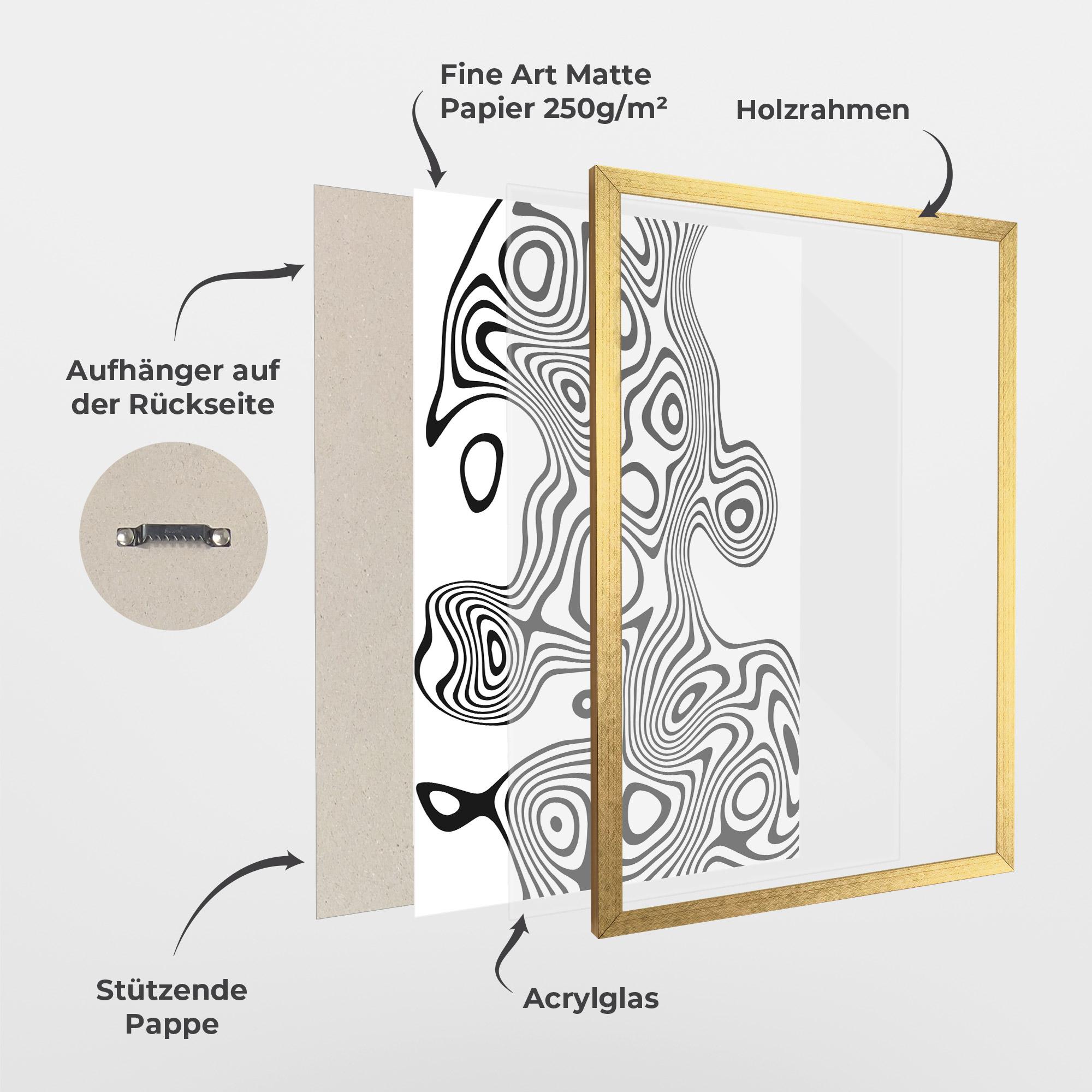 Gerahmte Poster Abstract Line Grey Black mockup 1