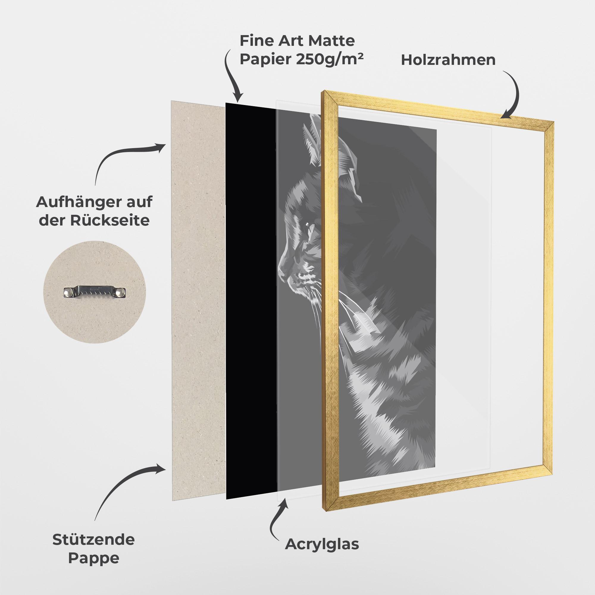 Gerahmte Poster Black Grey Cat mockup 1
