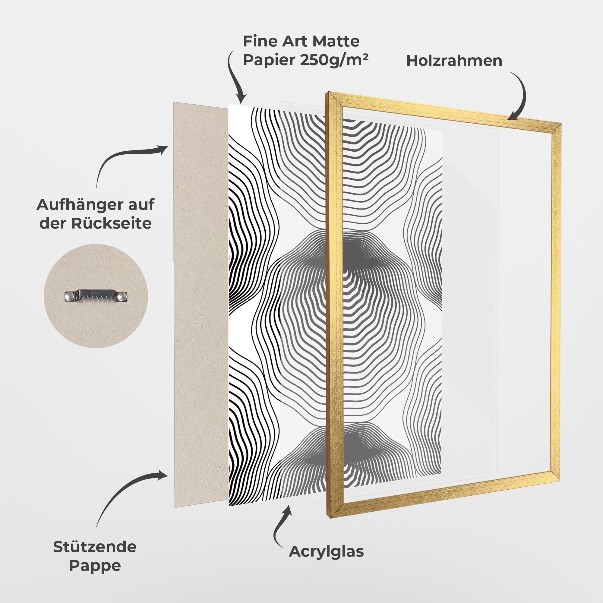 Gerahmte Poster Black Line Art mockup 1