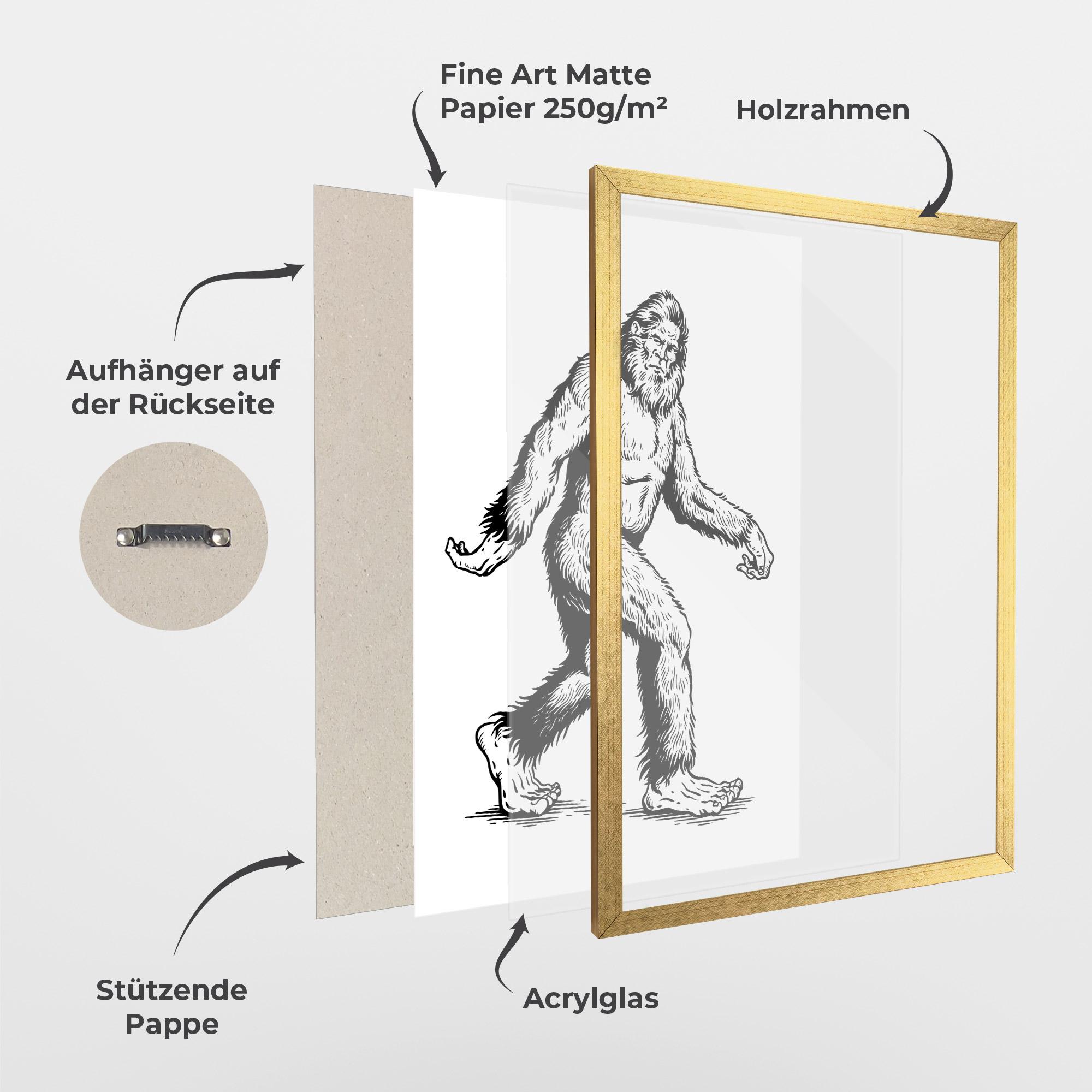 Gerahmte Poster Yeti mockup 1