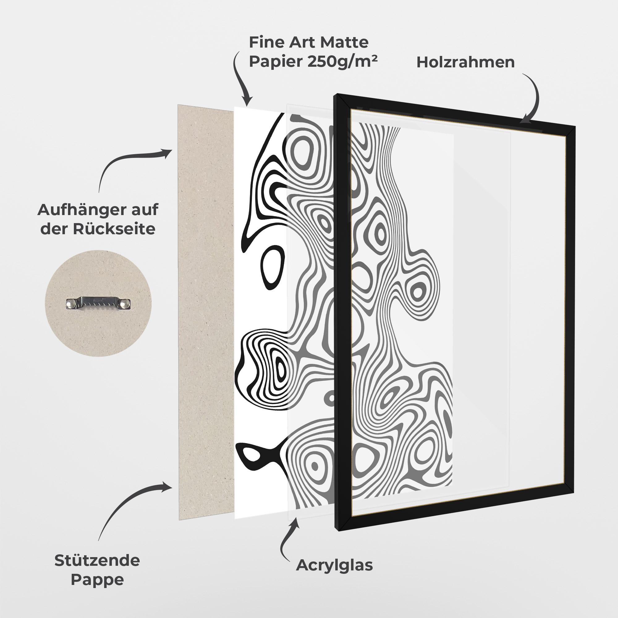Gerahmte Poster Abstract Line Grey Black mockup 1