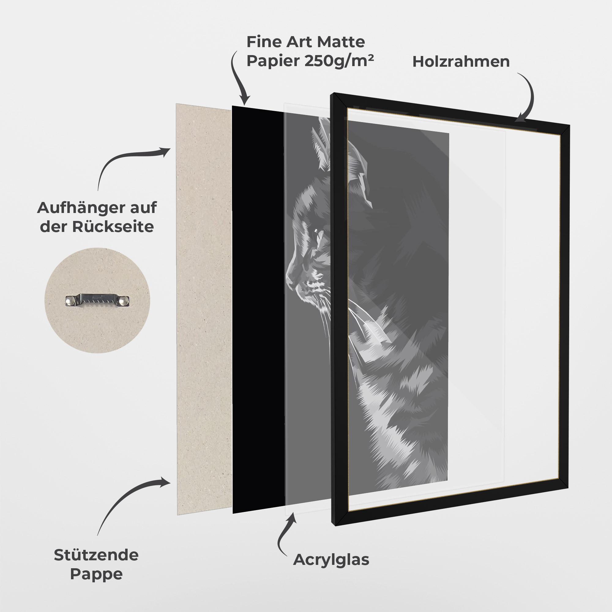 Gerahmte Poster Black Grey Cat mockup 1