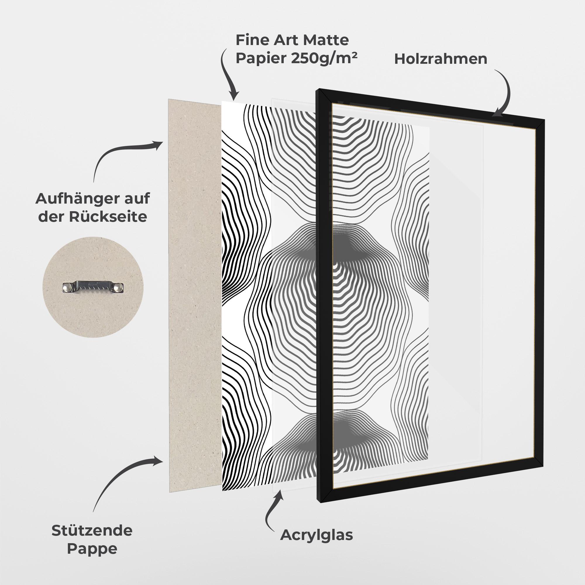 Gerahmte Poster Black Line Art mockup 1