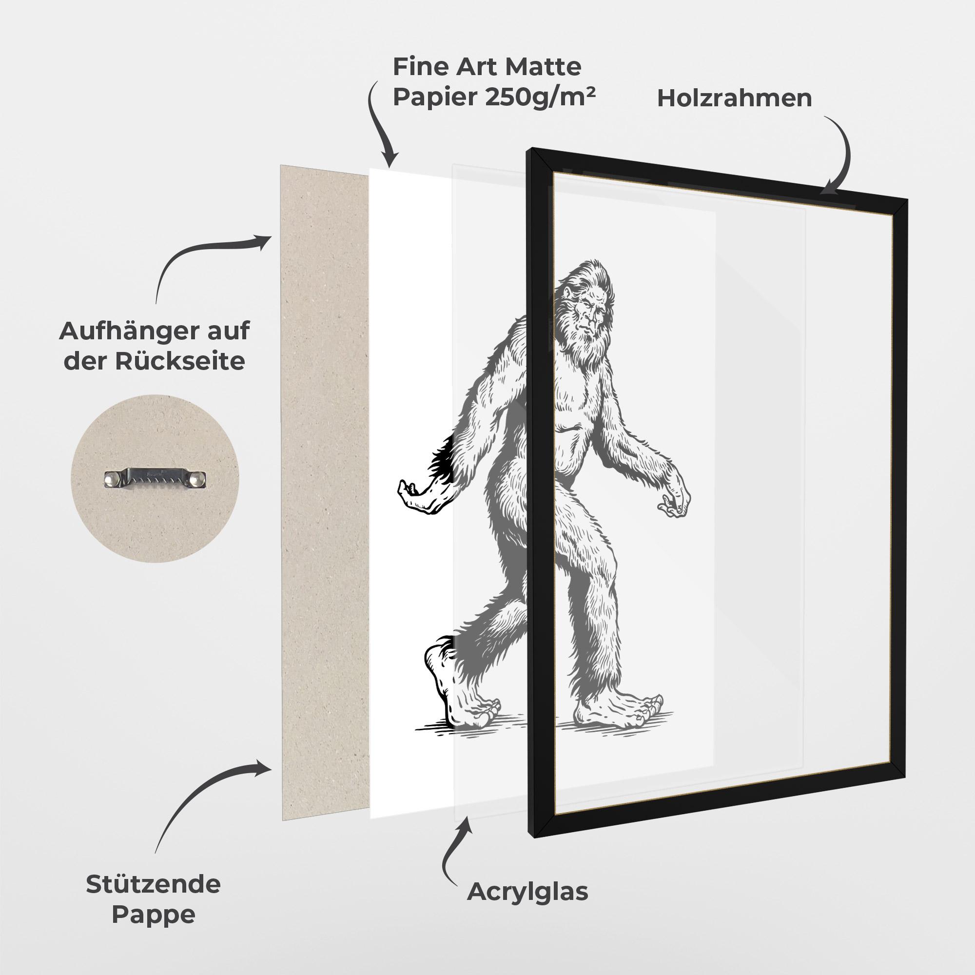 Gerahmte Poster Yeti mockup 1