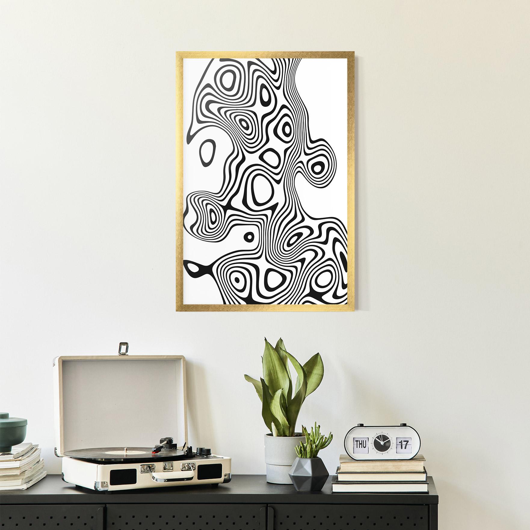 Gerahmte Poster Abstract Line Grey Black mockup 2