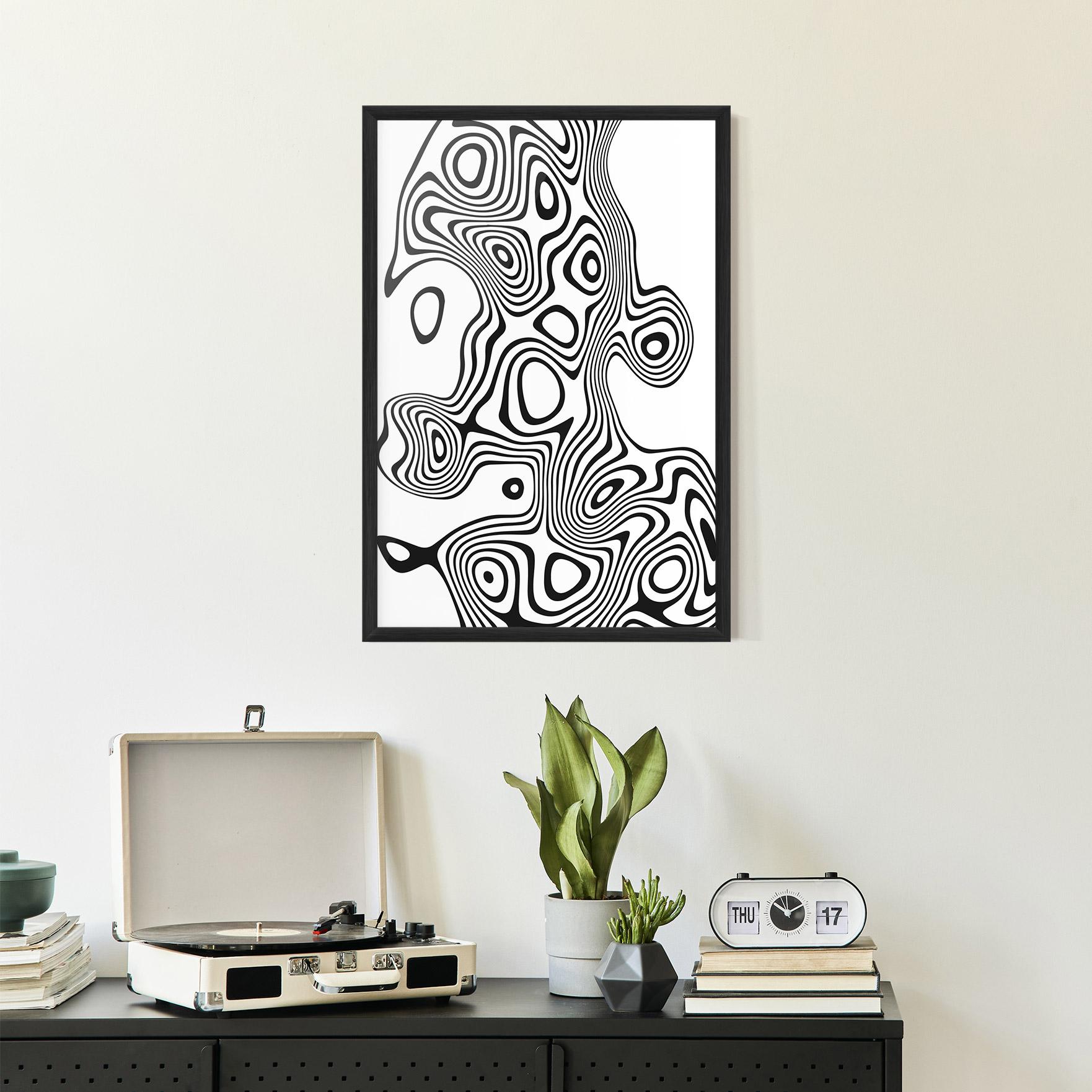 Gerahmte Poster Abstract Line Grey Black mockup 2