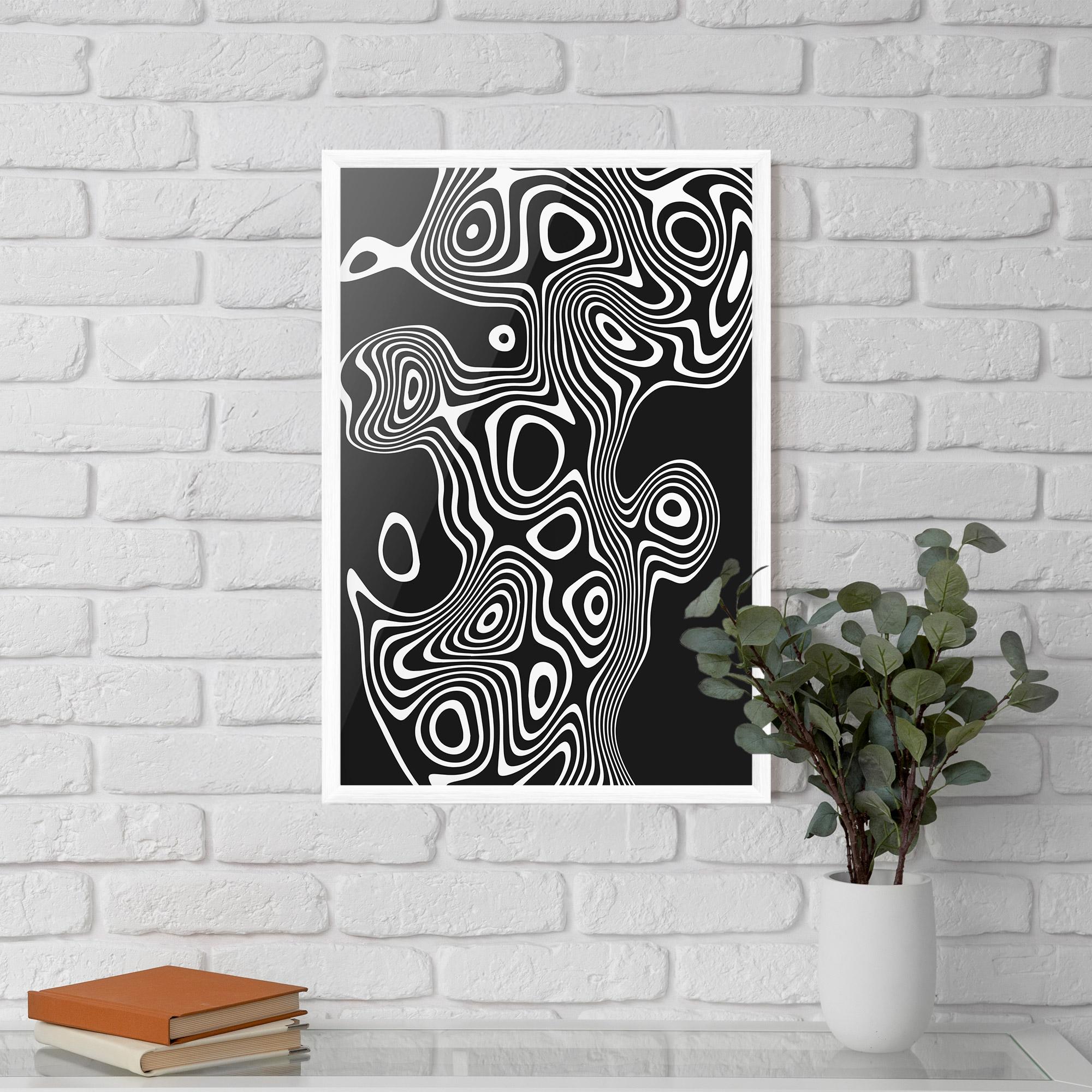 Gerahmte Poster Abstract Grey Black Line mockup 5
